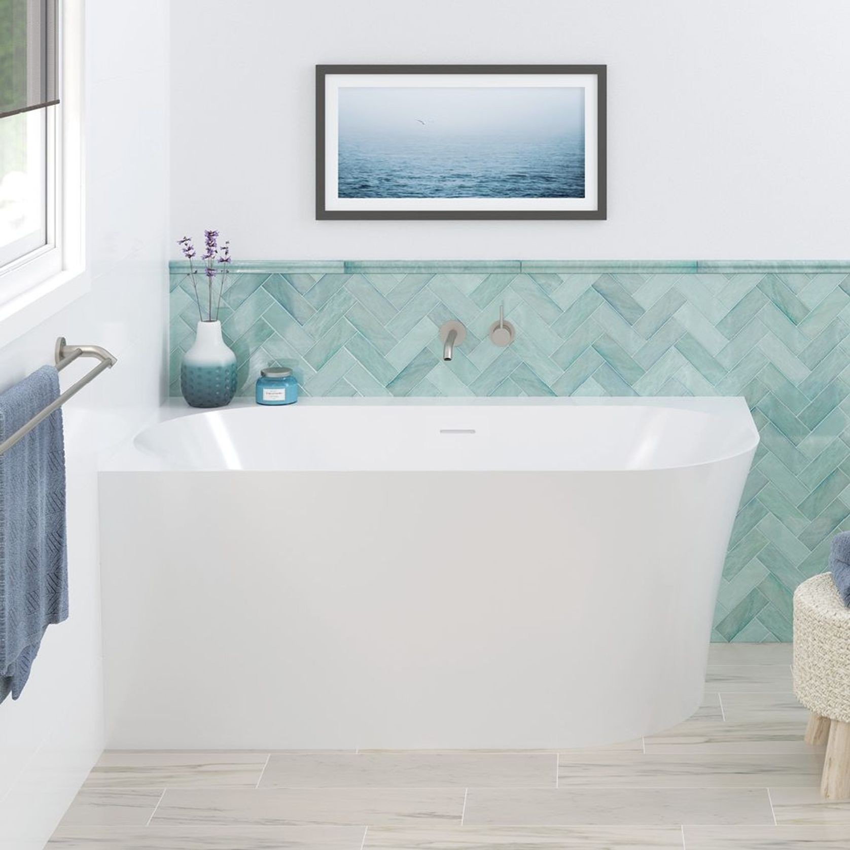 Chloe Acrylic Corner Bath with Overflow, 1400mm gallery detail image