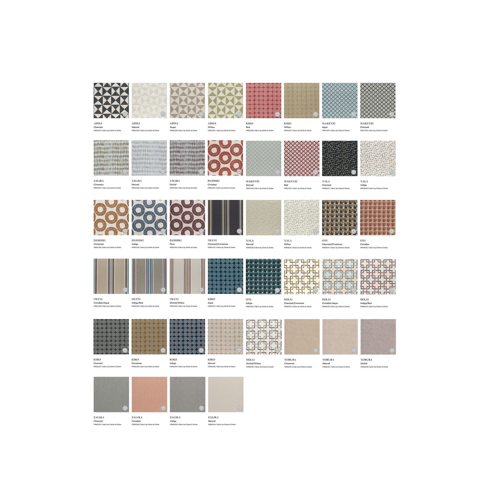 Clarke & Clarke Fabrics | Amara gallery detail image
