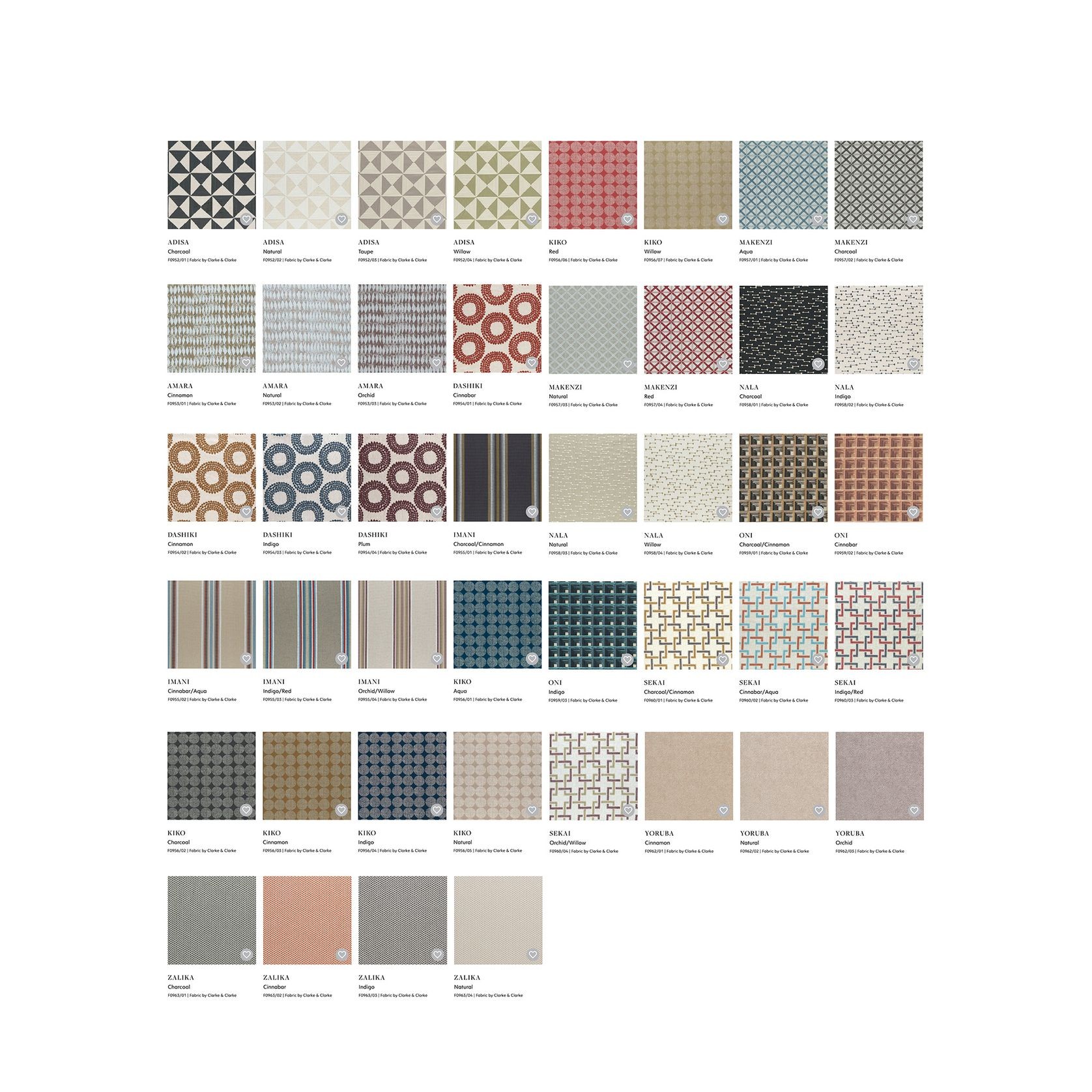 Clarke & Clarke Fabrics | Amara gallery detail image