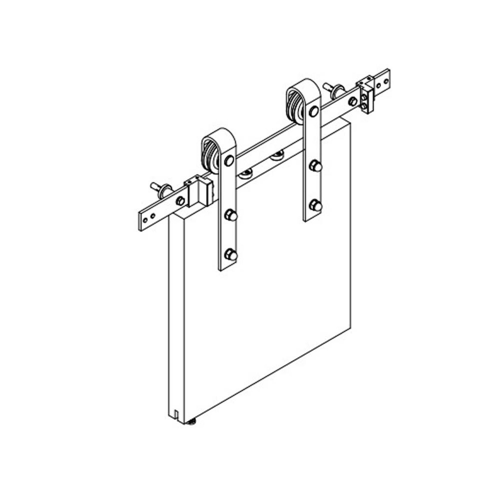 Brio Open Bar Rail Timber 80 2000mm Mild Steel Powder Coat Black For Top Hung Straight Sliding Panels OBF80-20PB gallery detail image