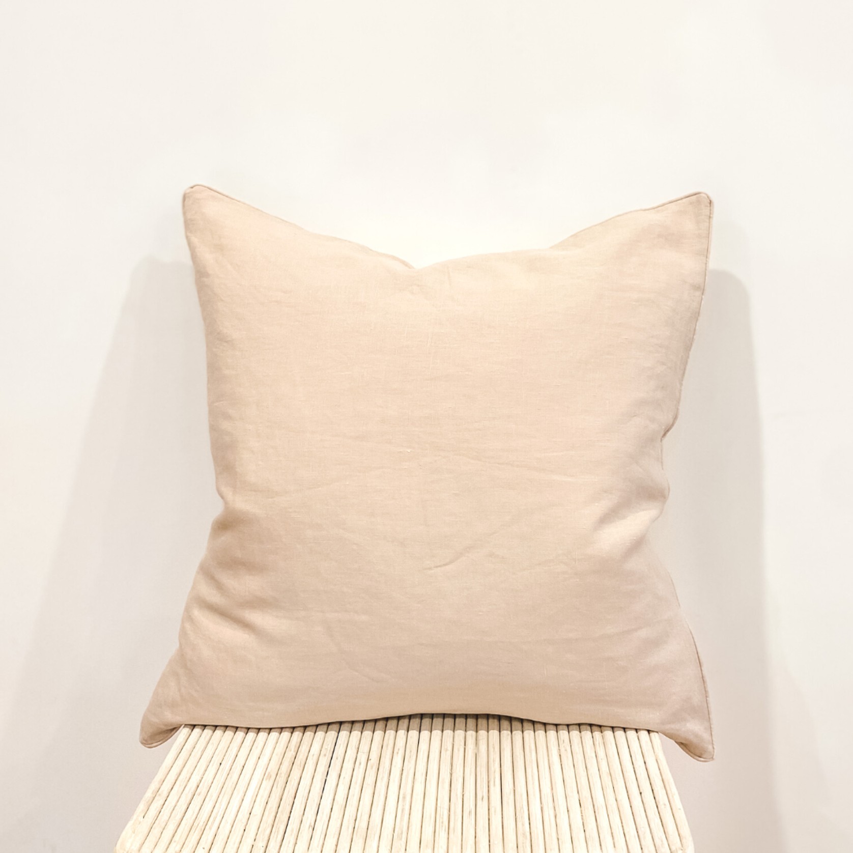 100% French Flax Linen Feather filled Cushion- Latte gallery detail image