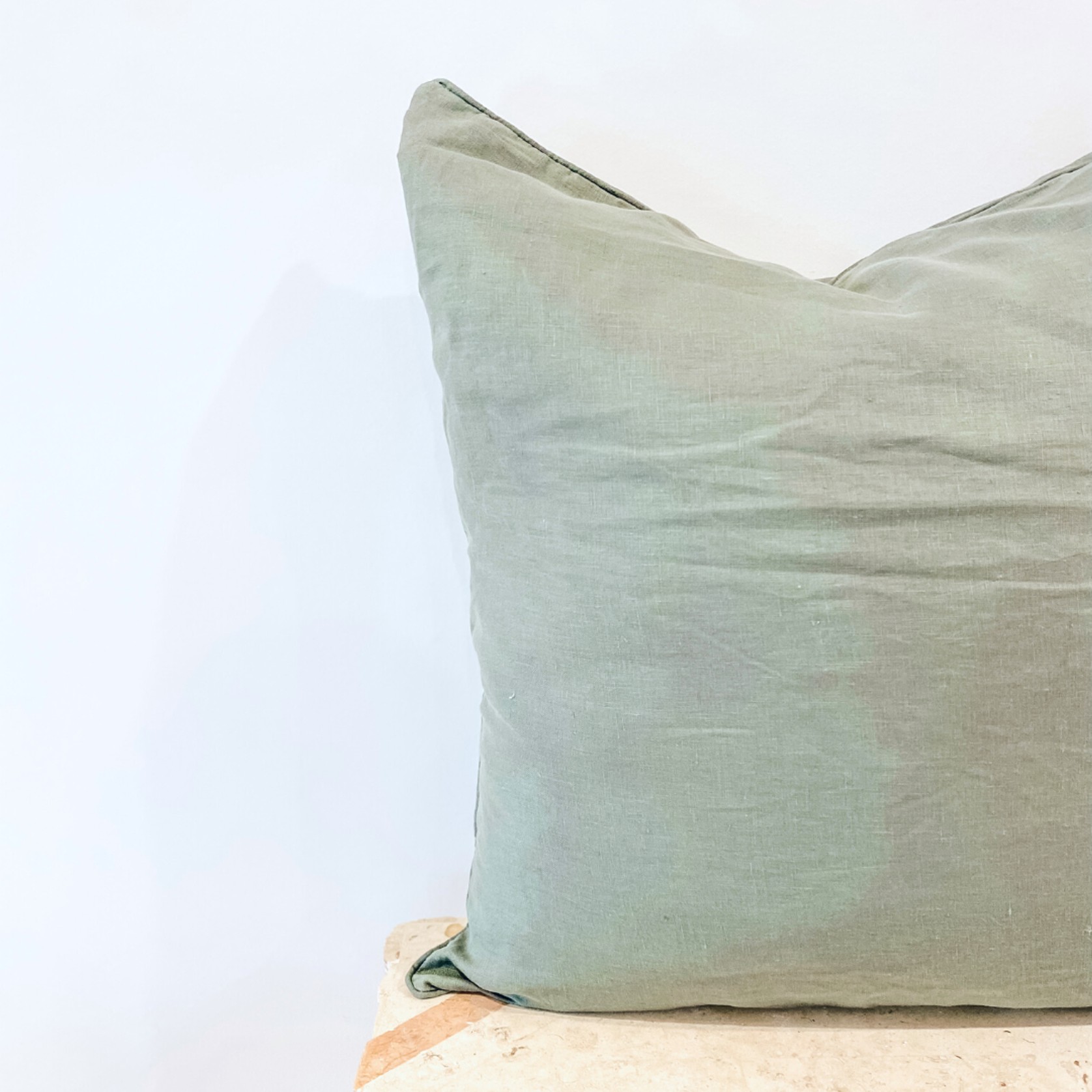 100% French Flax Linen Feather filled Cushion- Lichen gallery detail image