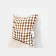 100% French Flax Linen Feather filled Cushion- Ginger Gingham gallery detail image
