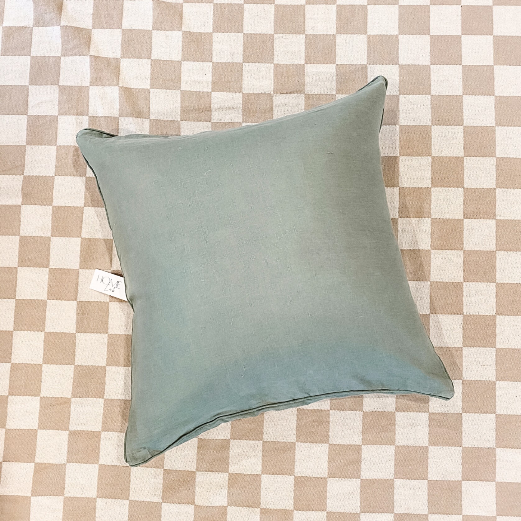 100% French Flax Linen Feather filled Cushion- Lichen gallery detail image