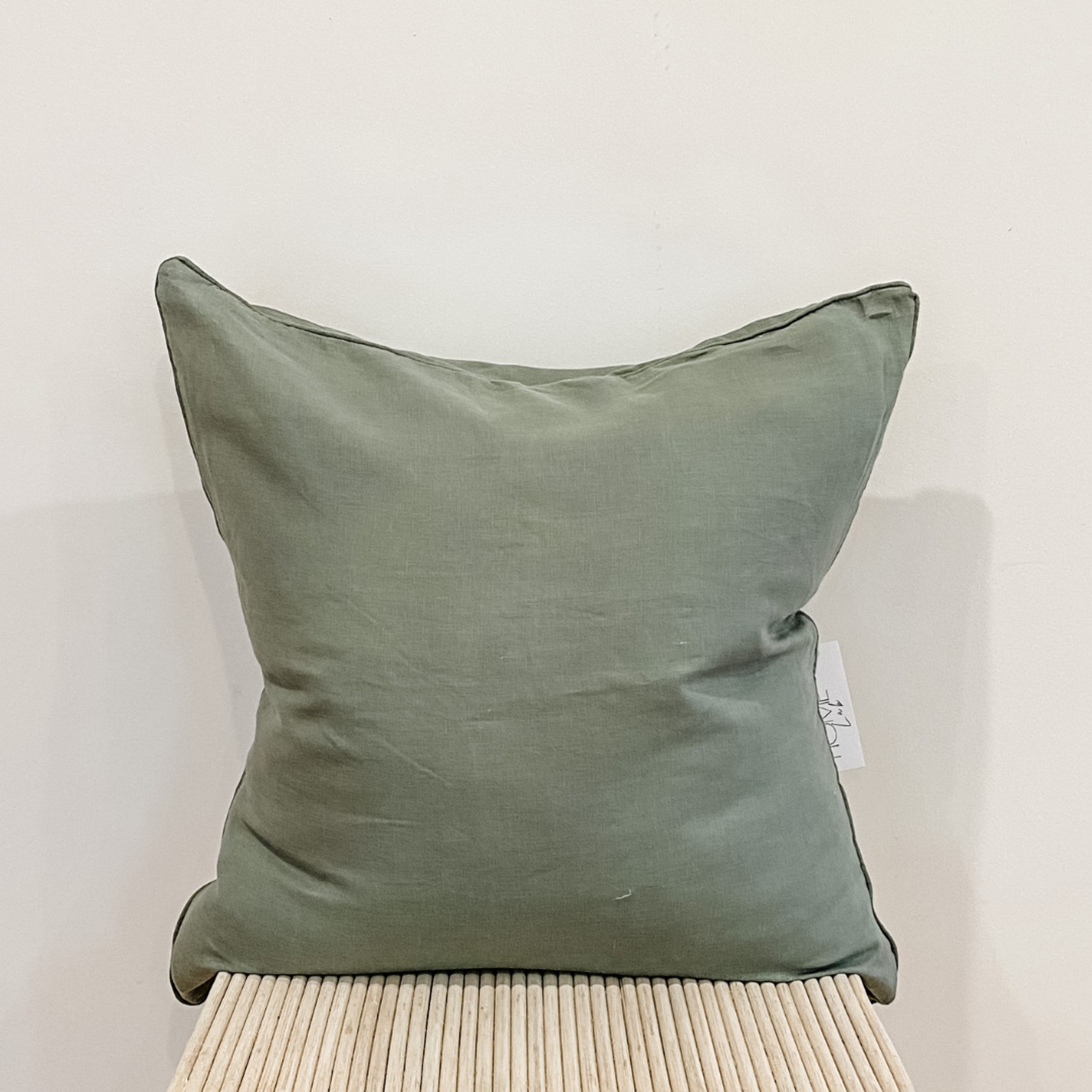 100% French Flax Linen Feather filled Cushion- Lichen gallery detail image