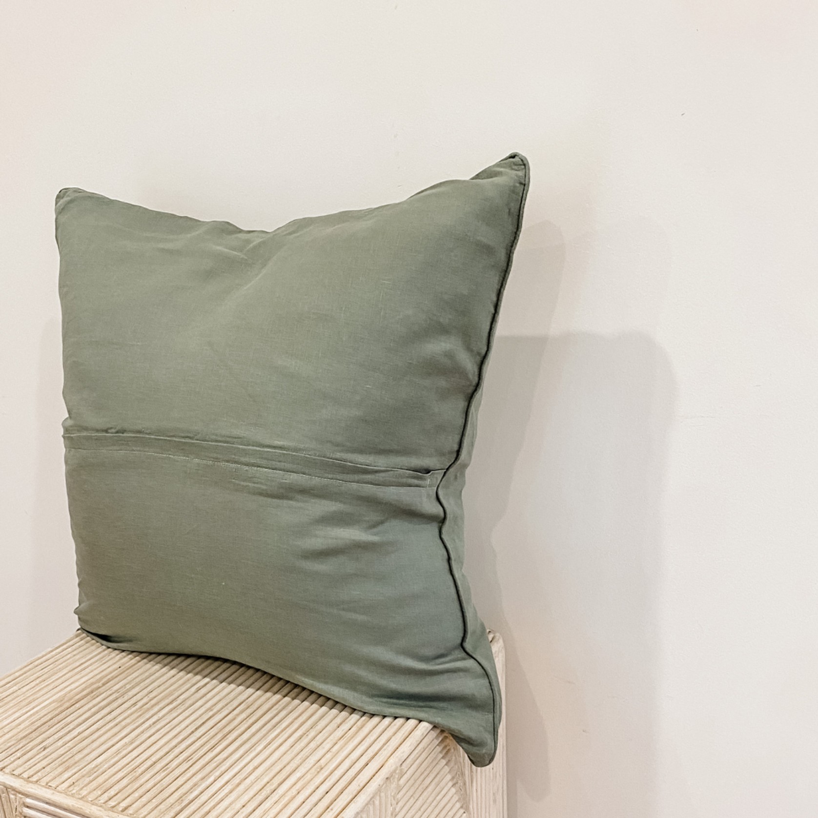 100% French Flax Linen Feather filled Cushion- Lichen gallery detail image