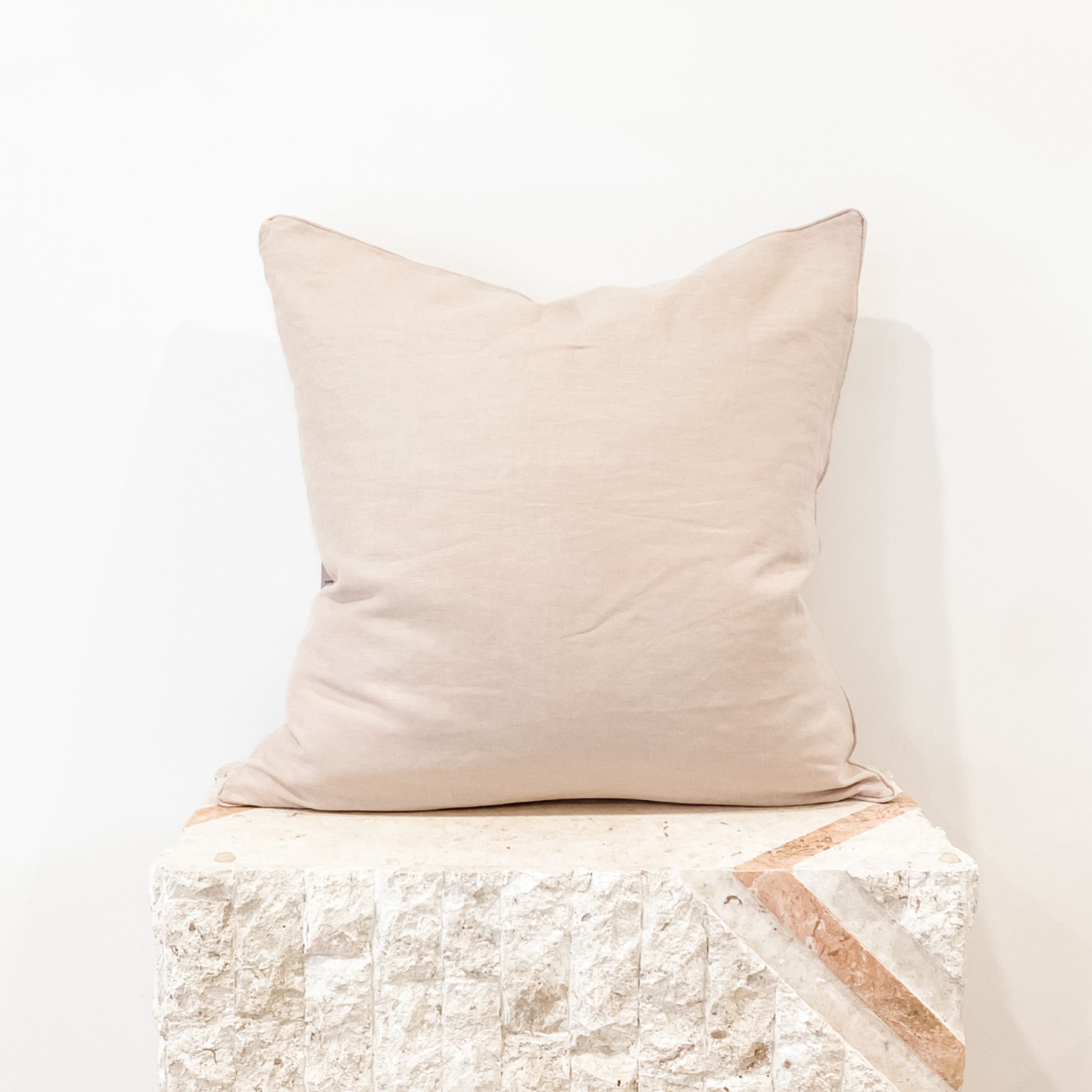 100% French Flax Linen Feather filled Cushion- Latte gallery detail image