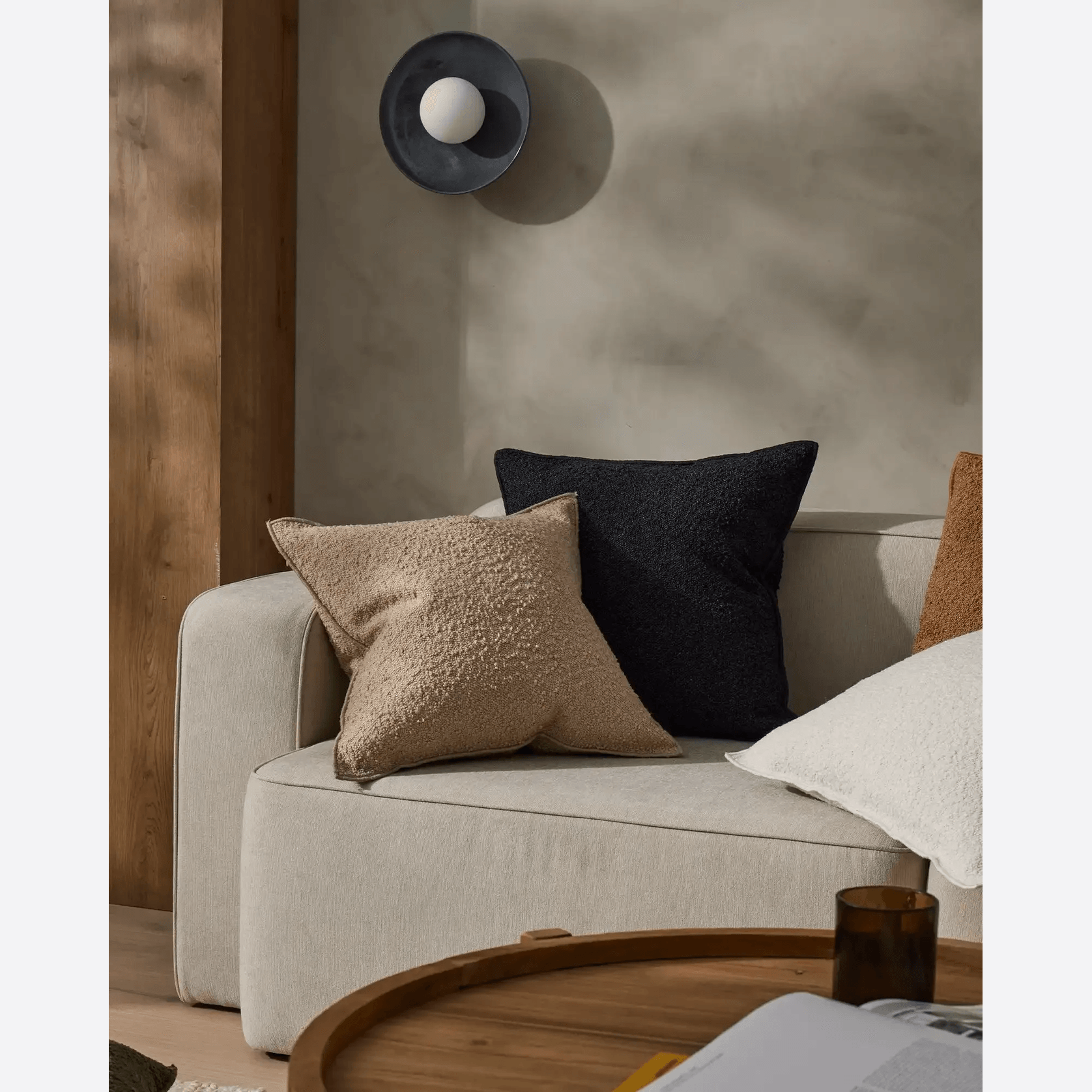 Weave Home Alberto Boucle Cushion - Onyx | 50 x 50cm gallery detail image