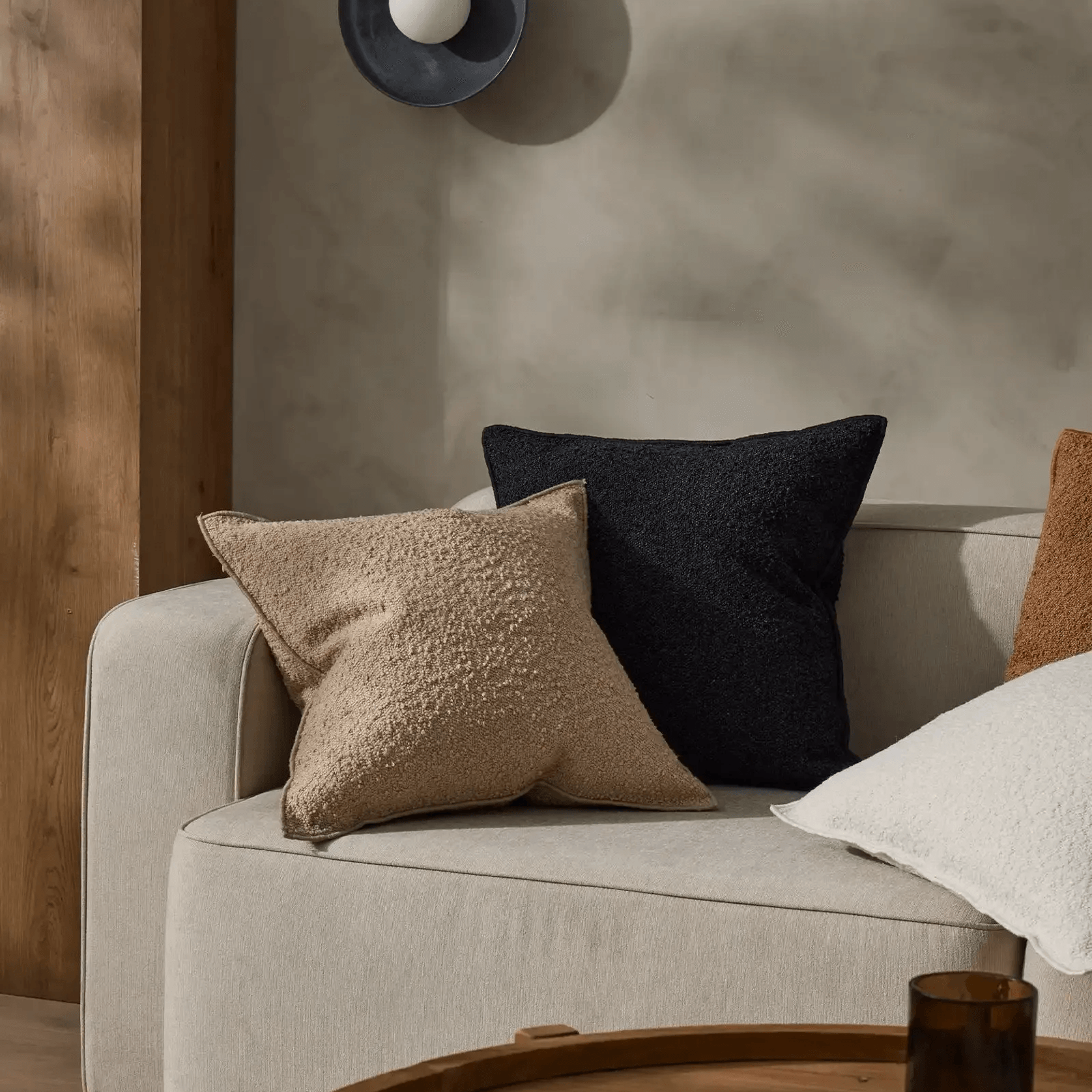 Weave Home Alberto Boucle Cushion - Onyx | 50 x 50cm gallery detail image