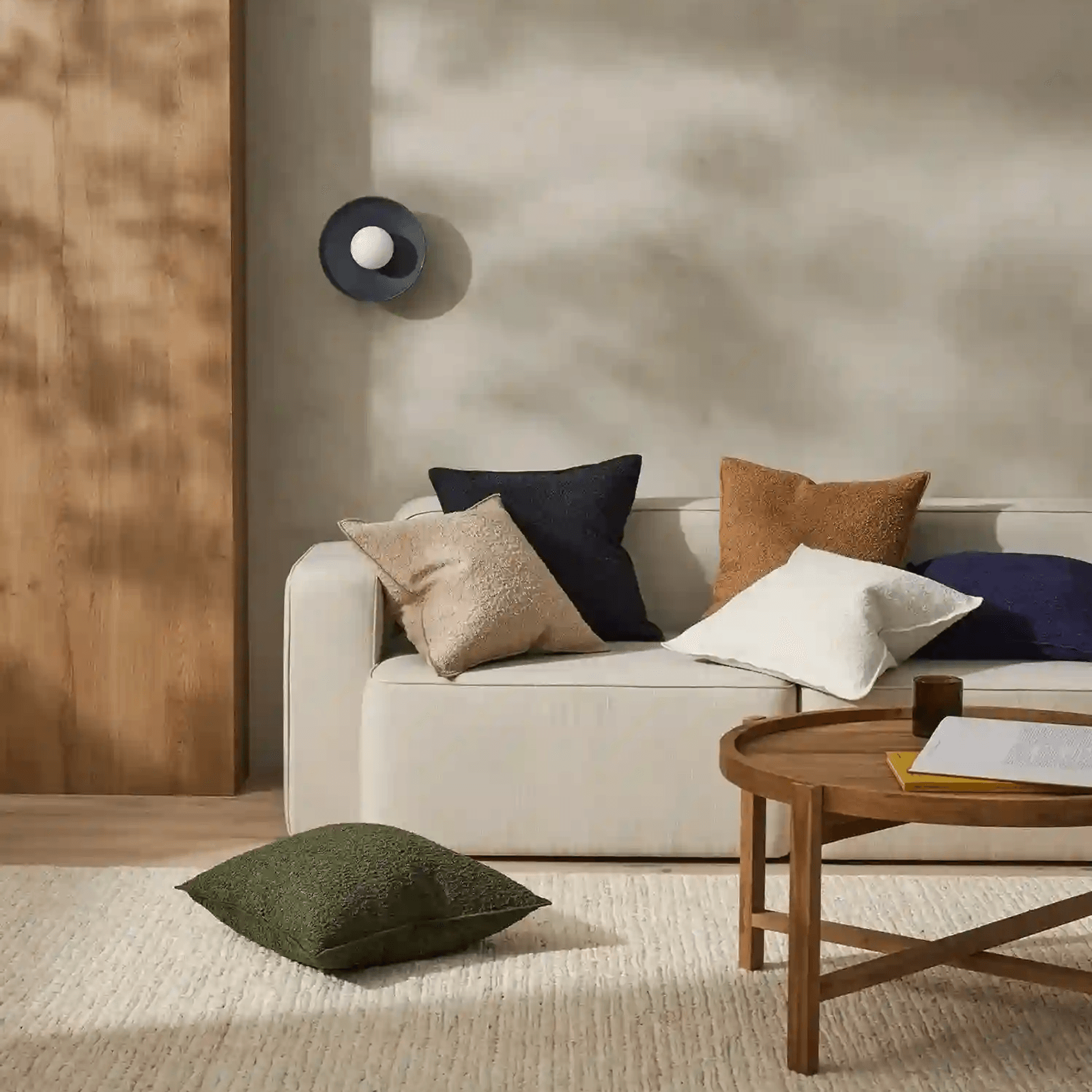 Weave Home Alberto Boucle Cushion - Olive | 50 x 50cm gallery detail image