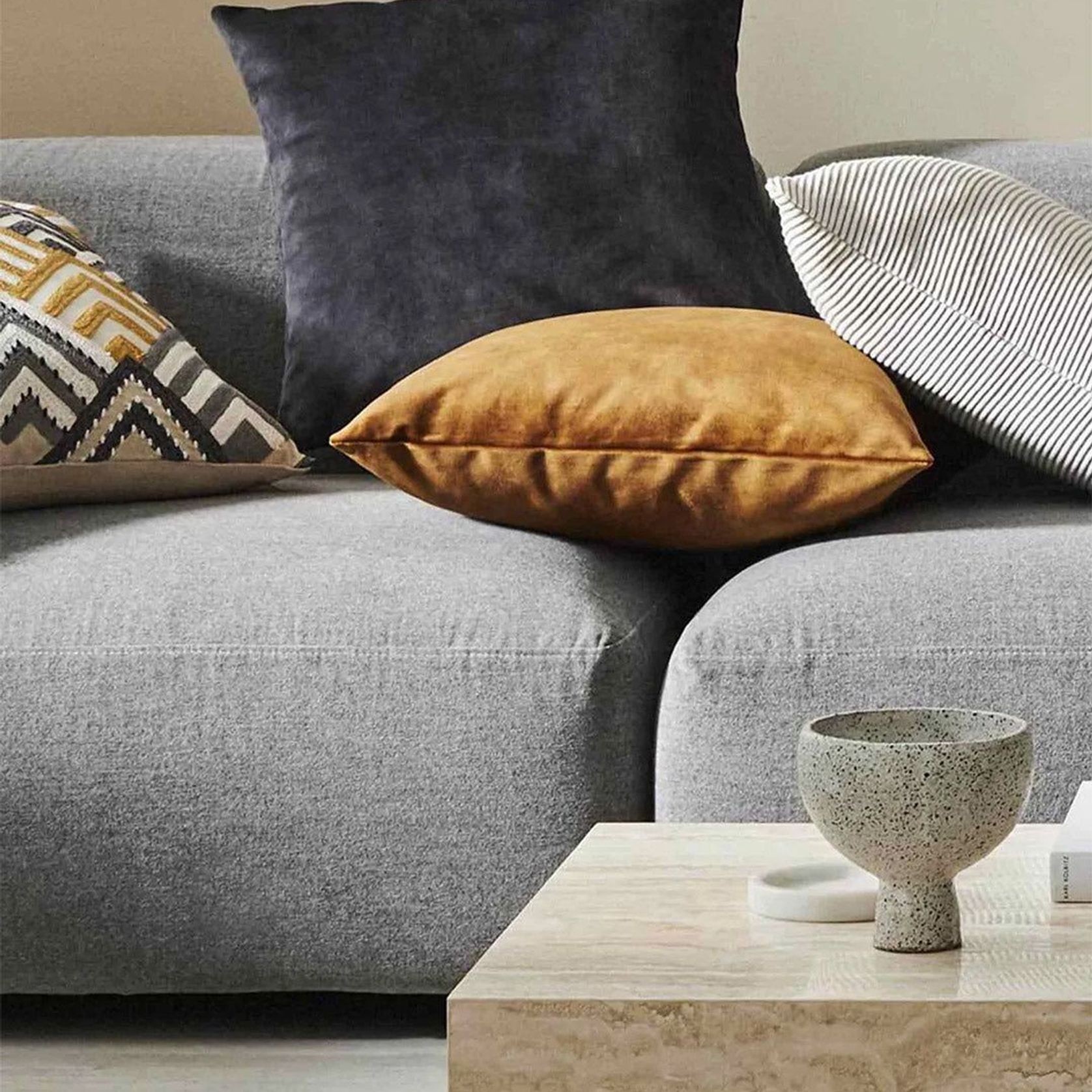 Weave Home Ava Velvet Cushion - Coal | 50 x 50cm gallery detail image