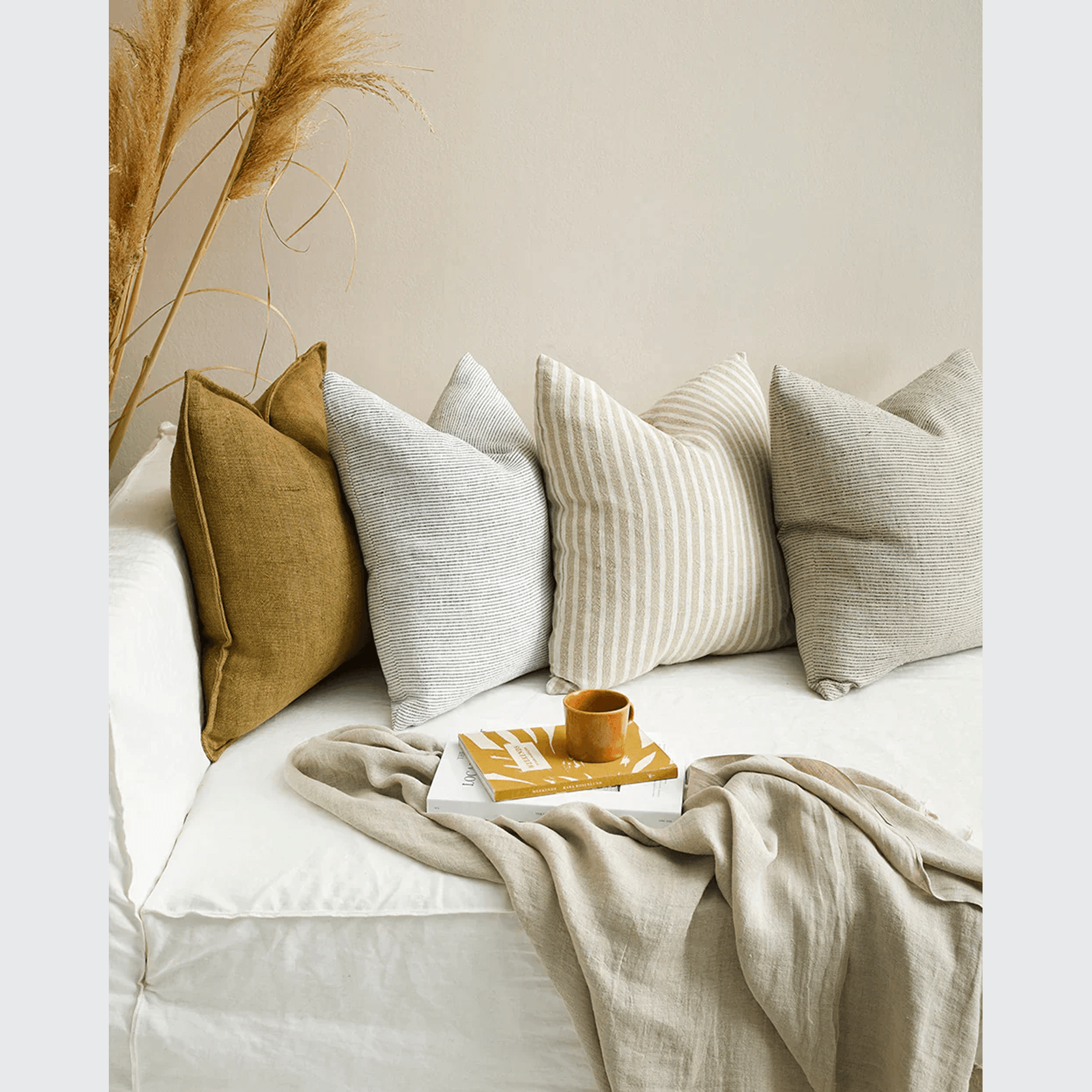 Baya Sandridge Cushion - Linen/Black | 100% Linen gallery detail image