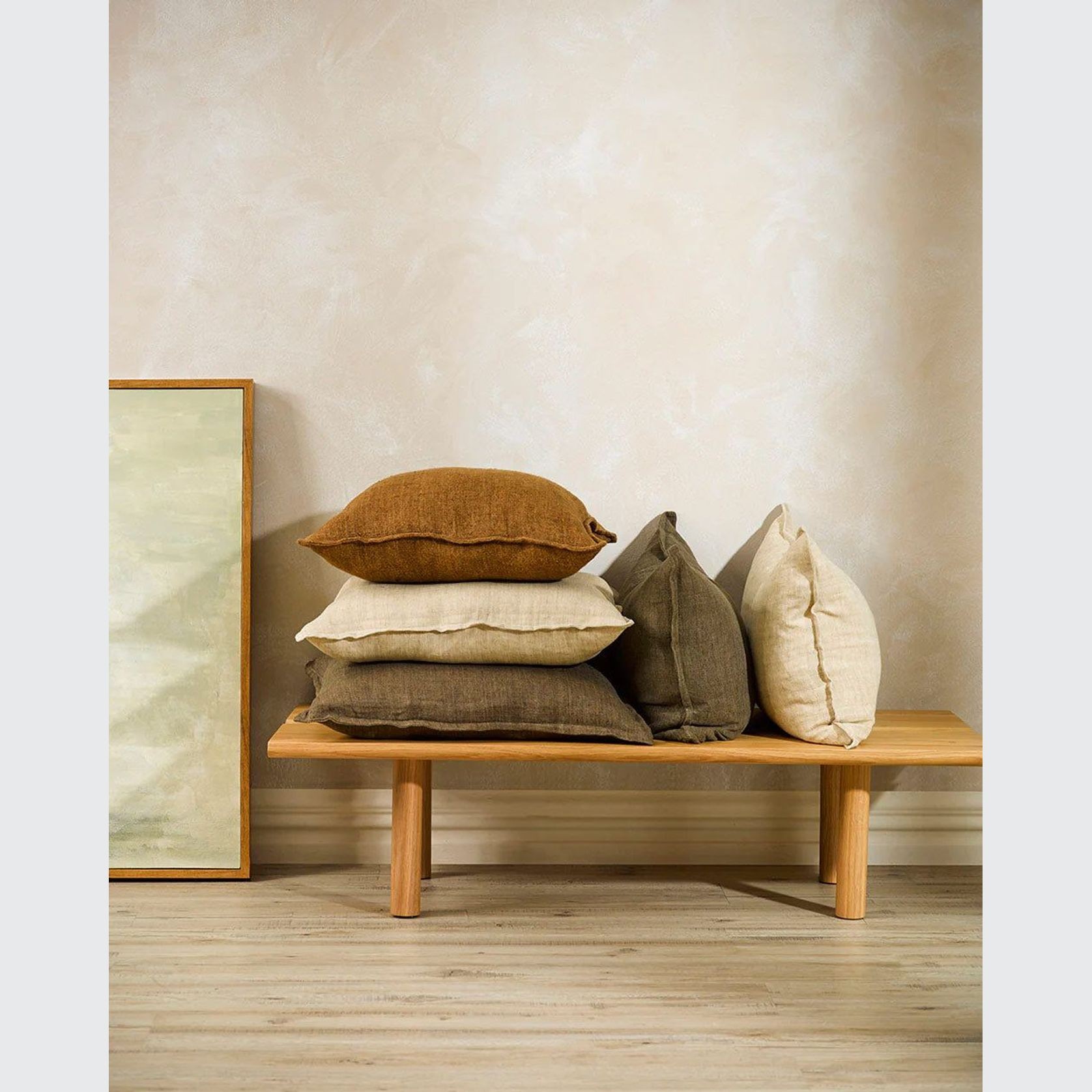 Baya Arcadia Handwoven Linen Cushion - Clove | Lumbar gallery detail image