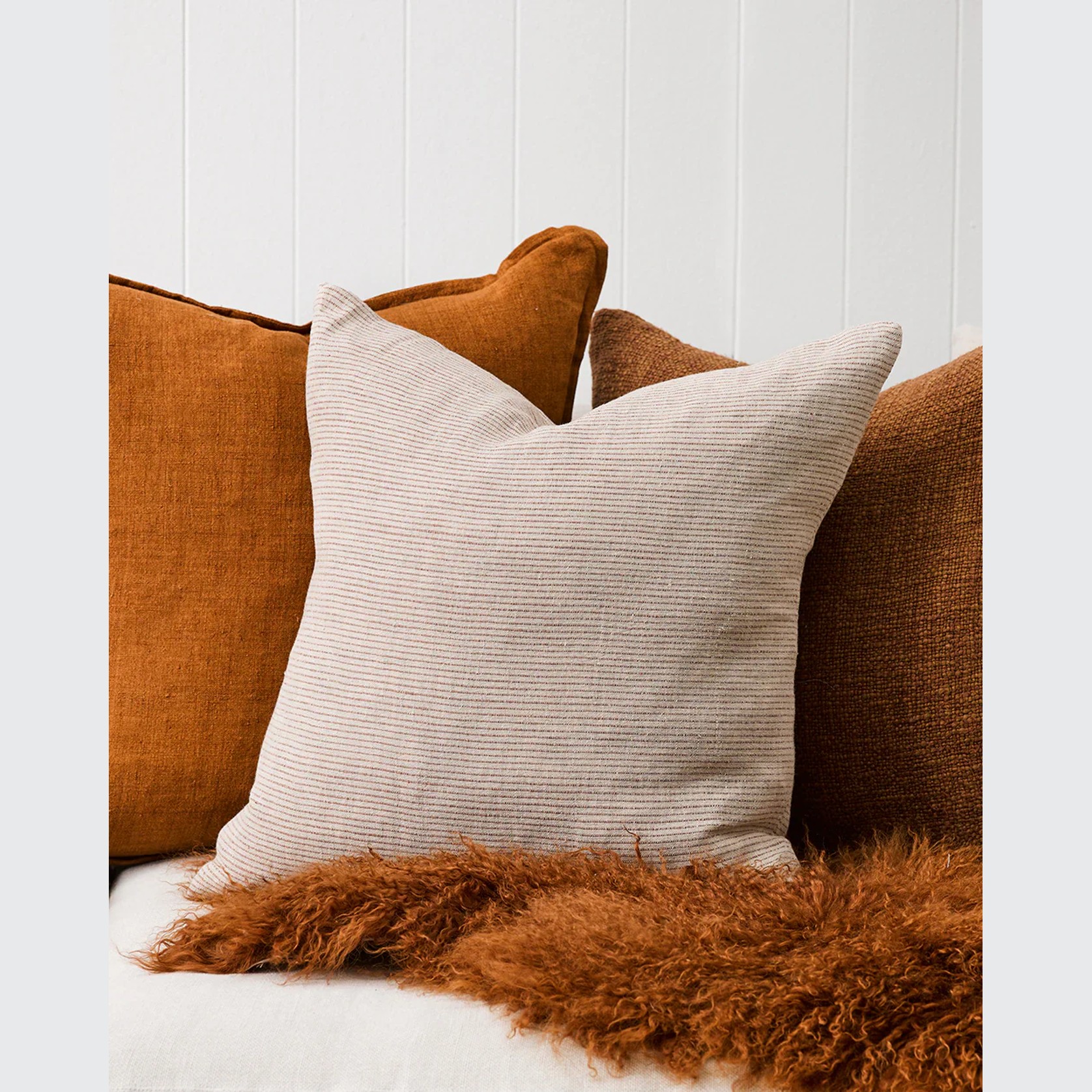 Baya Sandridge Cushion - Linen/Rust | 100% Linen gallery detail image