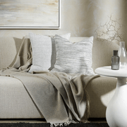 Baya Sandridge Cushion - Off White/Lead | 100% Linen gallery detail image