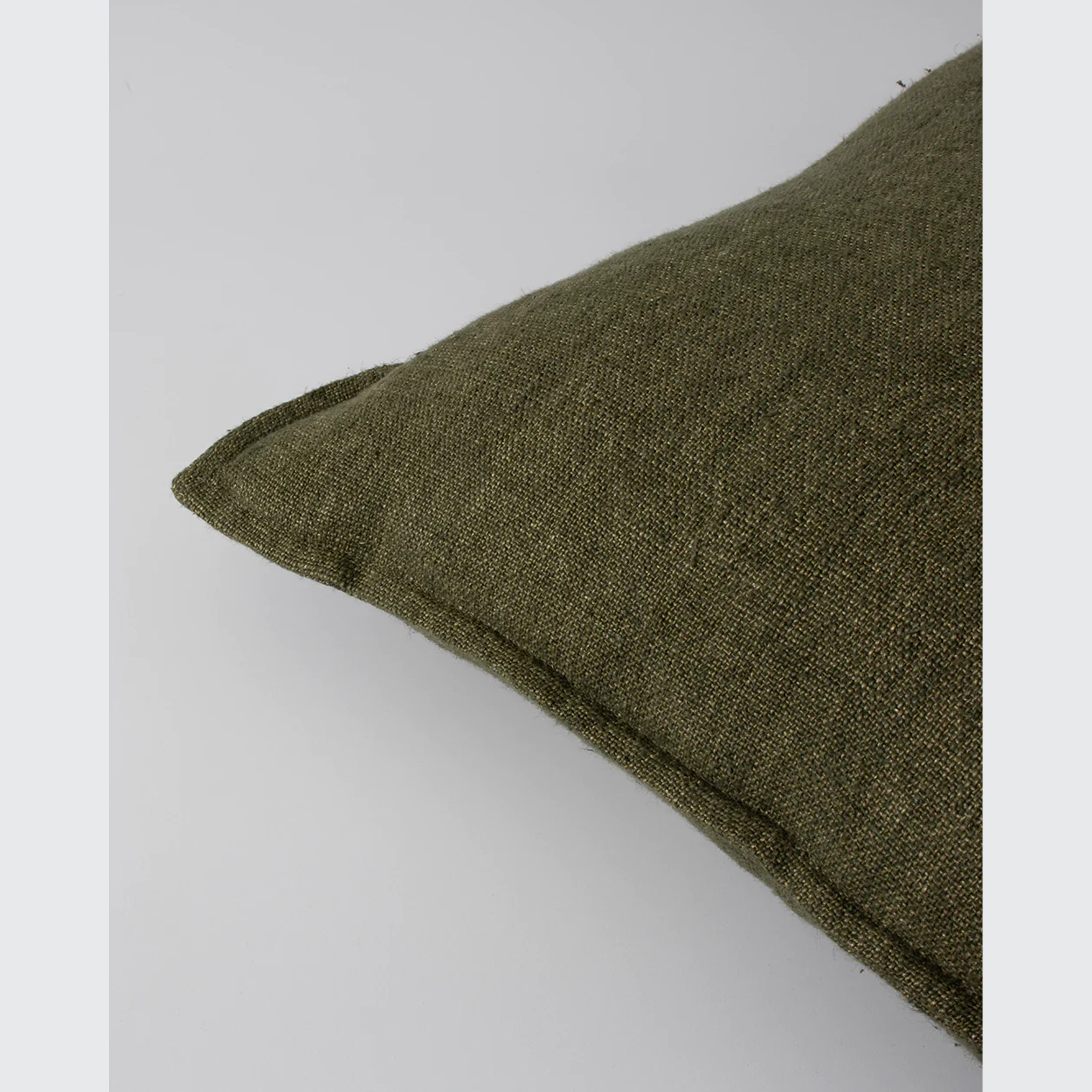 Baya Flaxmill Handwoven Linen Cushion - Winter Moss | Two Sizes gallery detail image