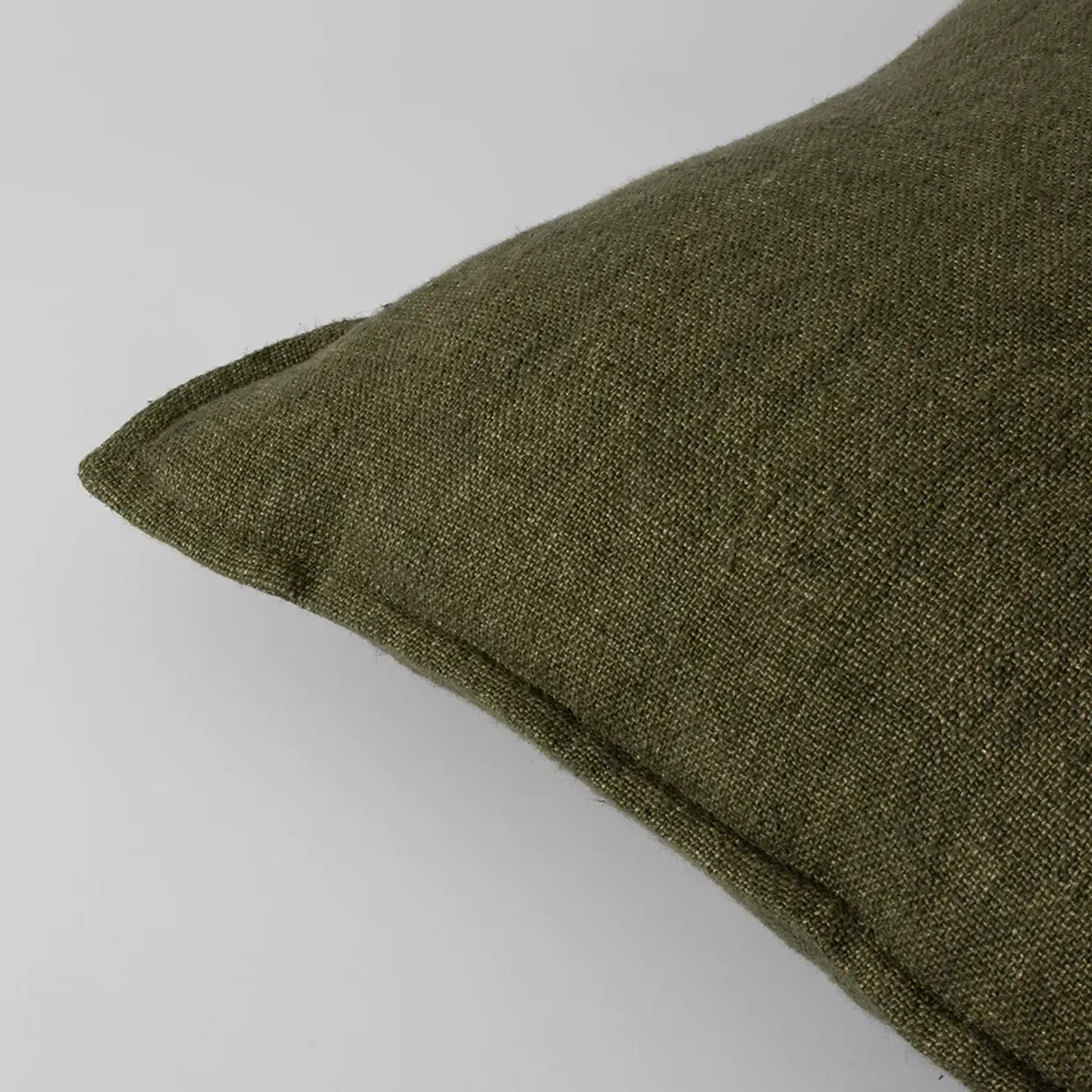 Baya Flaxmill Handwoven Linen Cushion - Winter Moss | Two Sizes gallery detail image