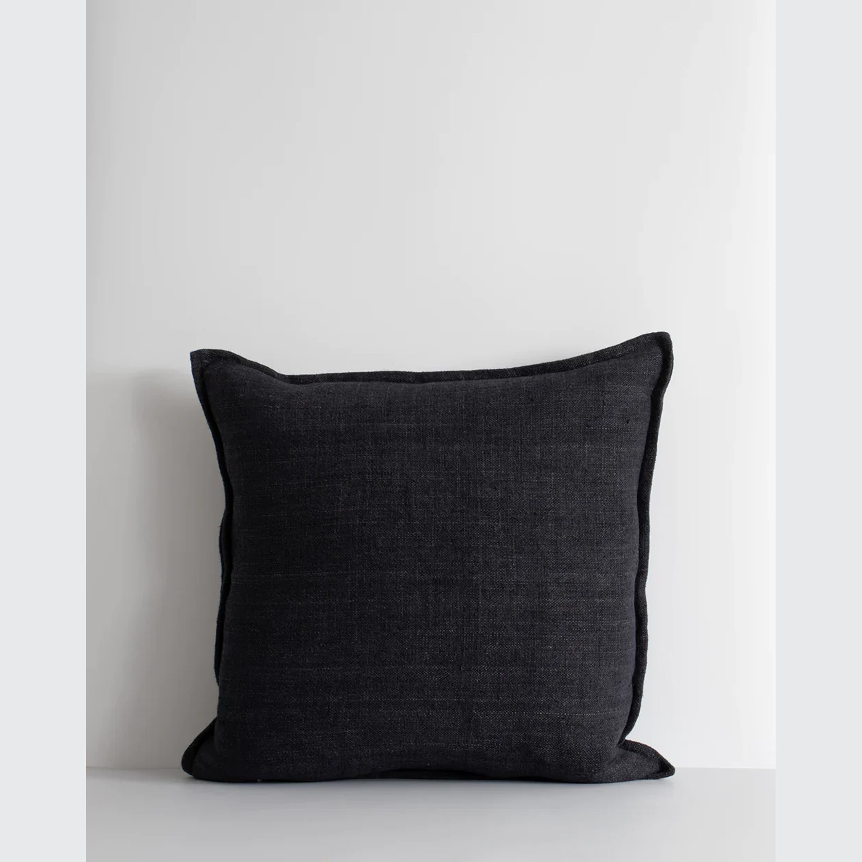 Baya Flaxmill Handwoven Linen Cushion - Black gallery detail image