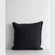 Baya Flaxmill Handwoven Linen Cushion - Black gallery detail image