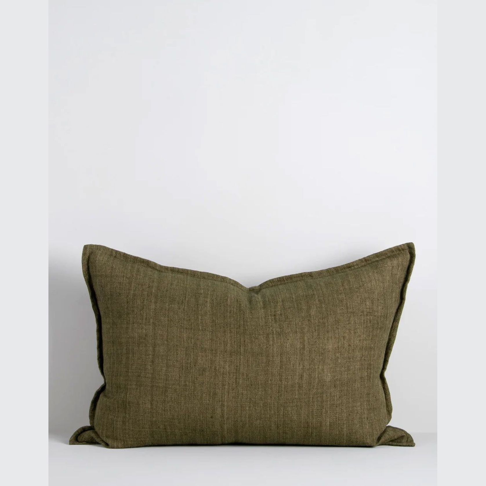 Baya Arcadia Handwoven Linen Cushion - Military | Lumbar gallery detail image