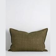 Baya Arcadia Handwoven Linen Cushion - Military | Lumbar gallery detail image