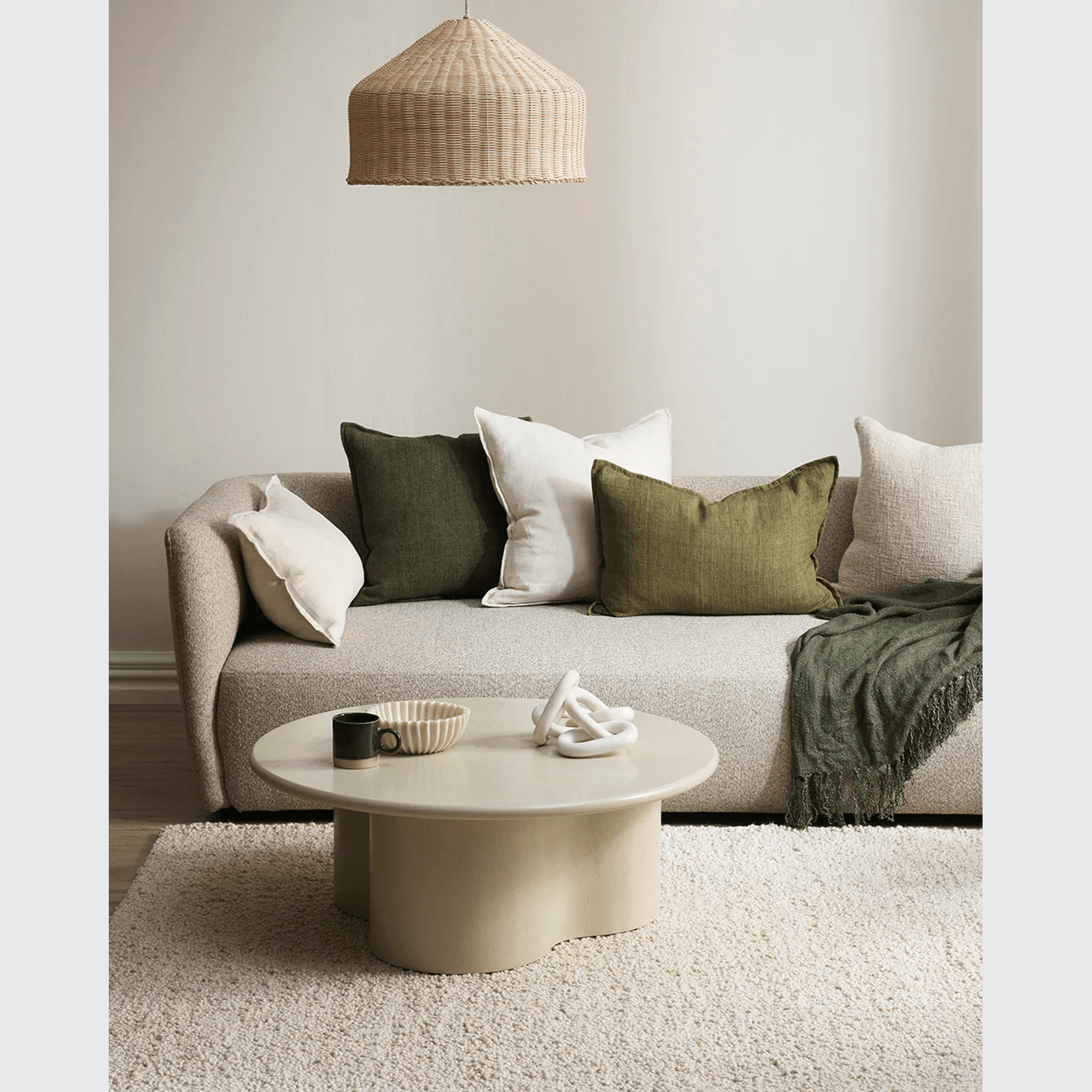 Baya Flaxmill Handwoven Linen Cushion - Winter Moss | Two Sizes gallery detail image