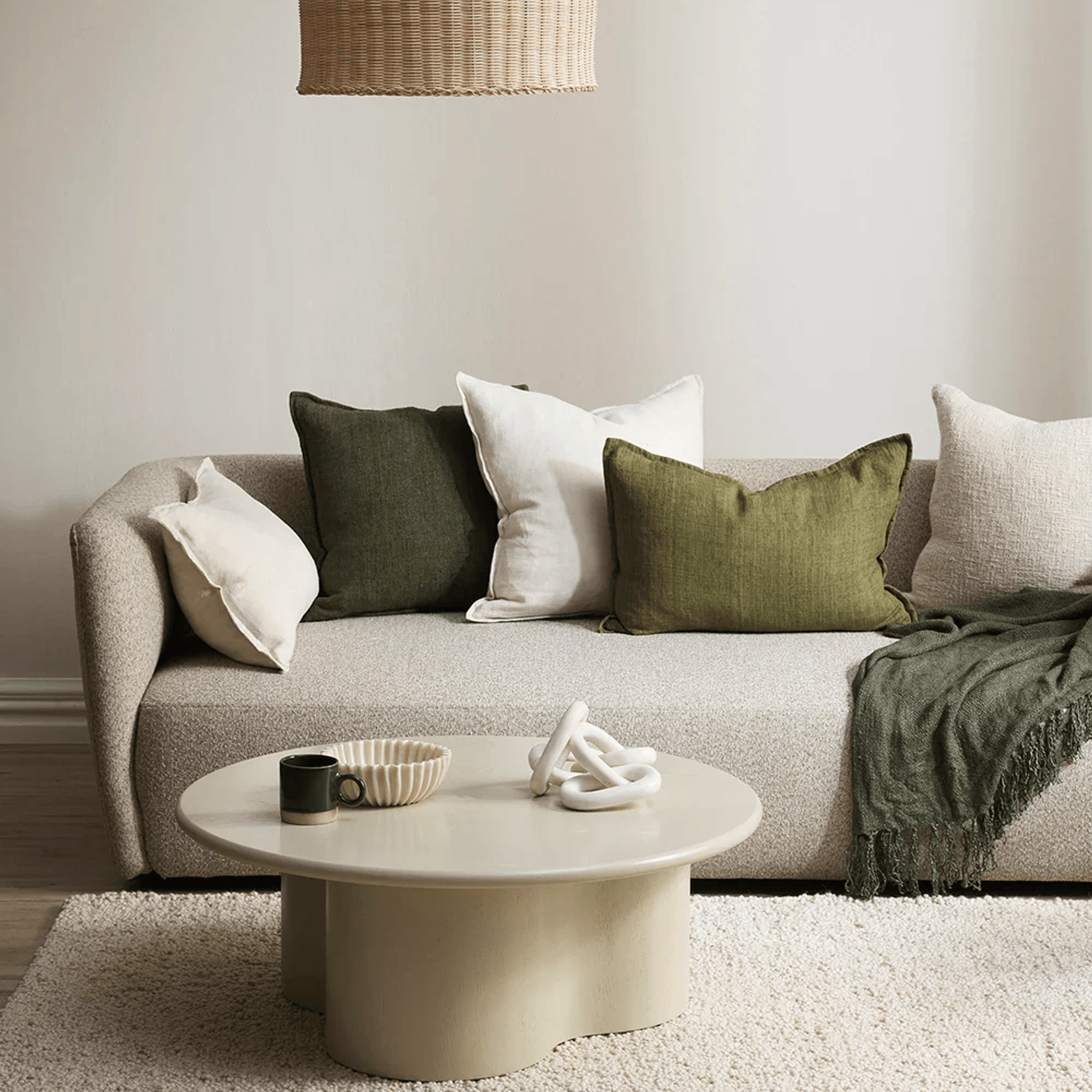 Baya Flaxmill Handwoven Linen Cushion - Winter Moss | Two Sizes gallery detail image