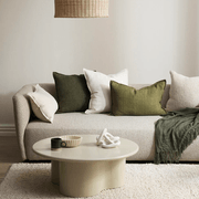 Baya Flaxmill Handwoven Linen Cushion - Winter Moss | Two Sizes gallery detail image