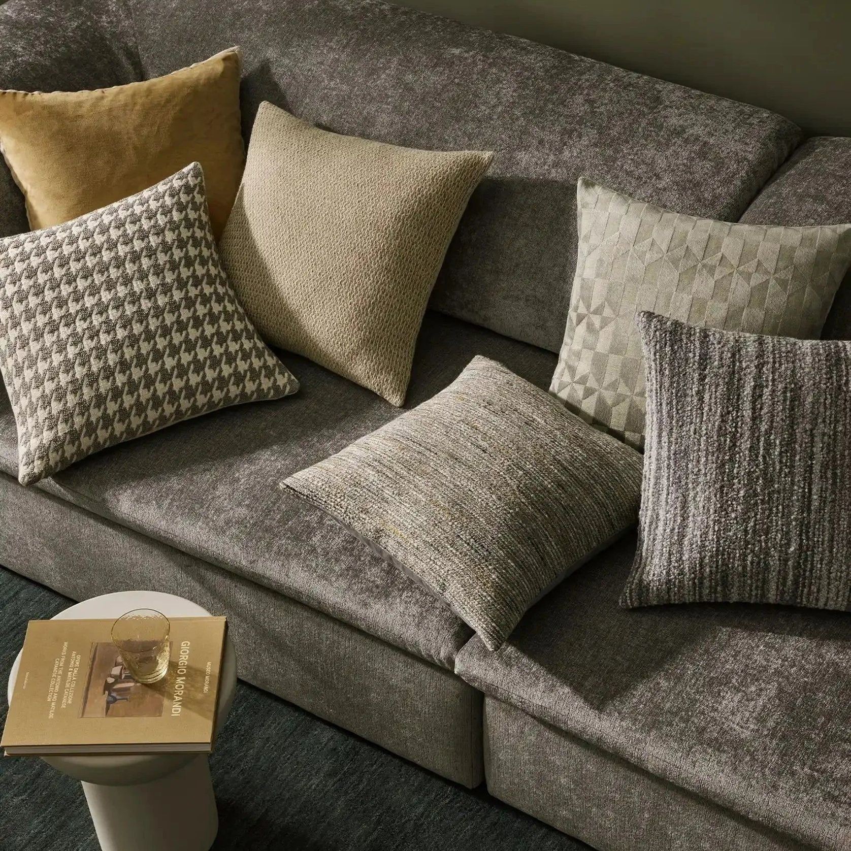 Weave Home Giovanni Cushion - Mist | Bouclé Houndstooth gallery detail image