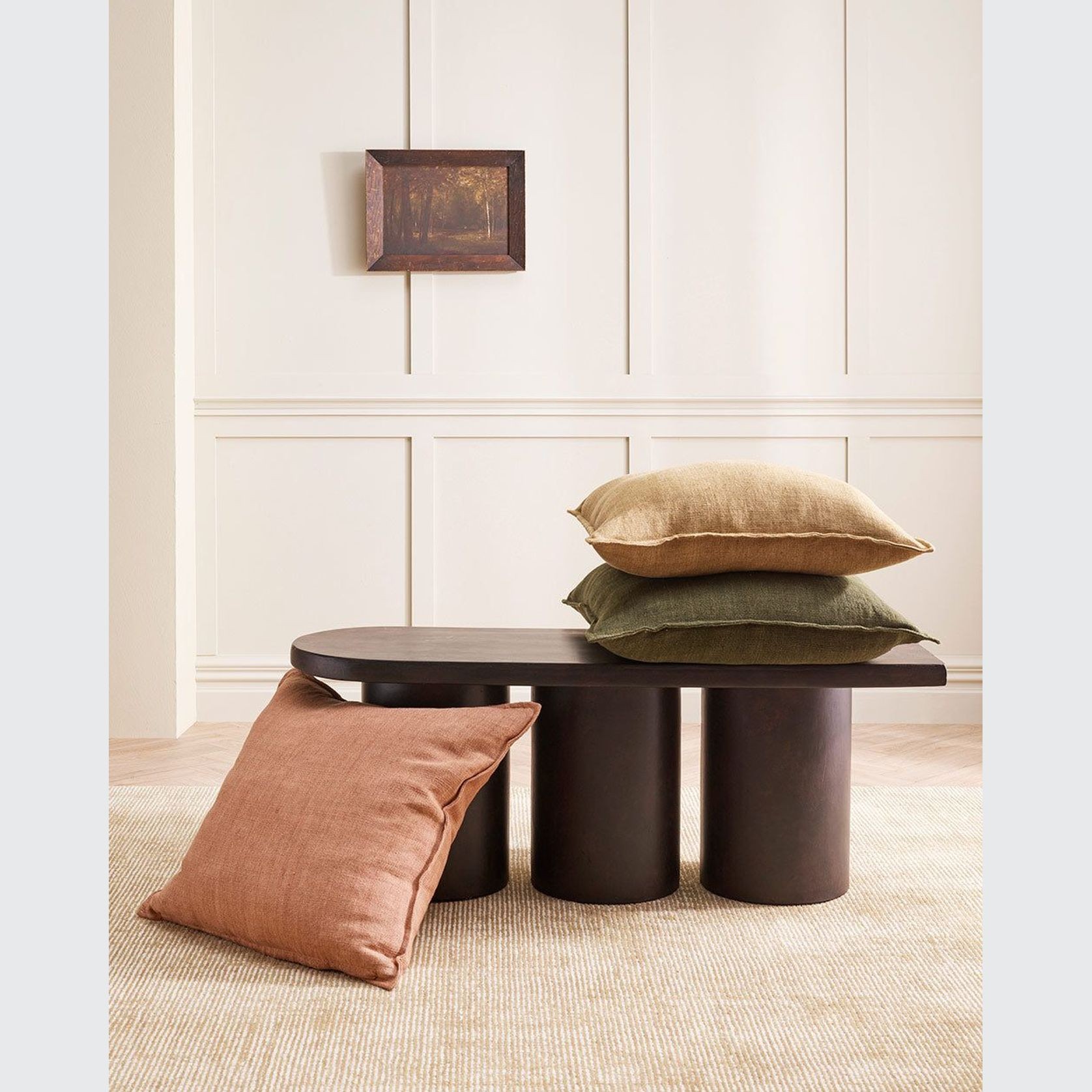 Baya Flaxmill Handwoven Linen Cushion - Winter Moss | Two Sizes gallery detail image