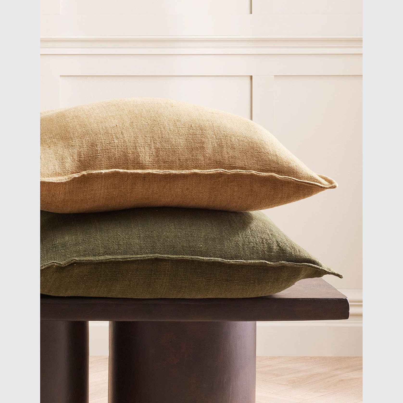Baya Flaxmill Handwoven Linen Cushion - Winter Moss | Two Sizes gallery detail image