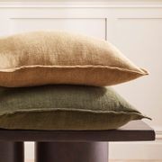 Baya Flaxmill Handwoven Linen Cushion - Winter Moss | Two Sizes gallery detail image