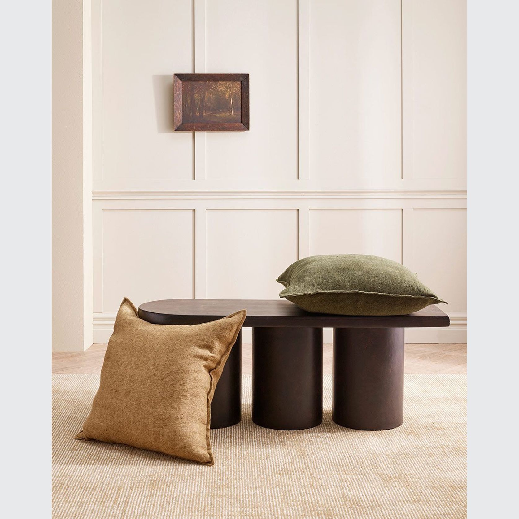 Baya Flaxmill Handwoven Linen Cushion - Winter Moss | Two Sizes gallery detail image