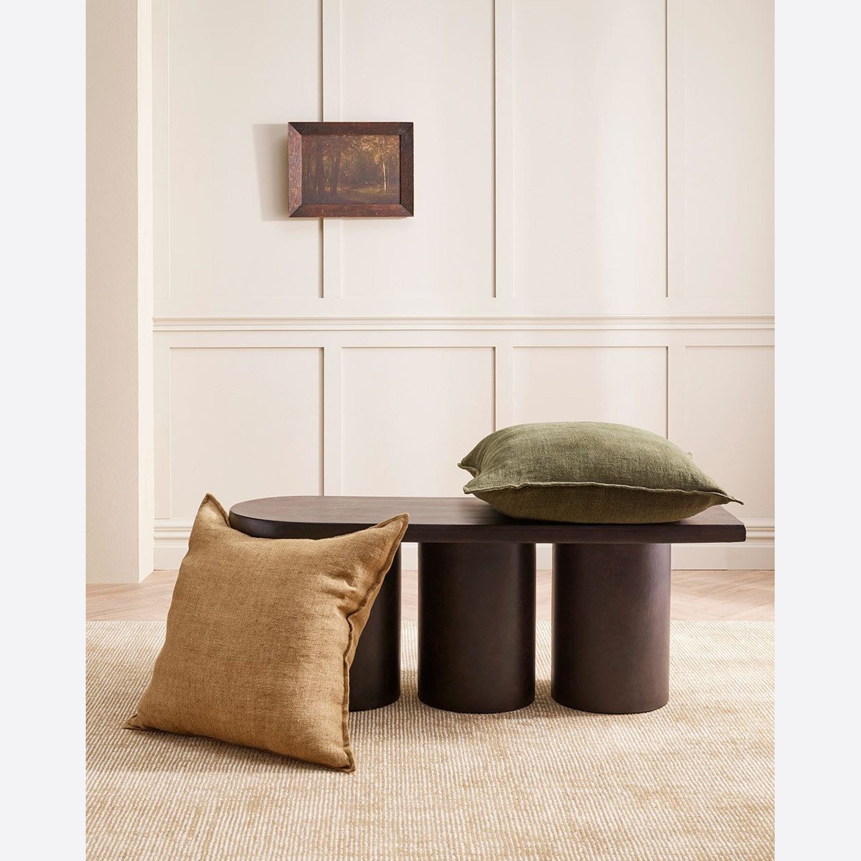 Baya Flaxmill Handwoven Linen Cushion - Winter Moss | Two Sizes gallery detail image