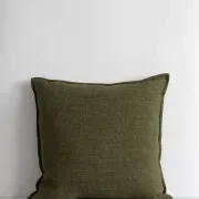 Baya Flaxmill Handwoven Linen Cushion - Winter Moss | Two Sizes gallery detail image