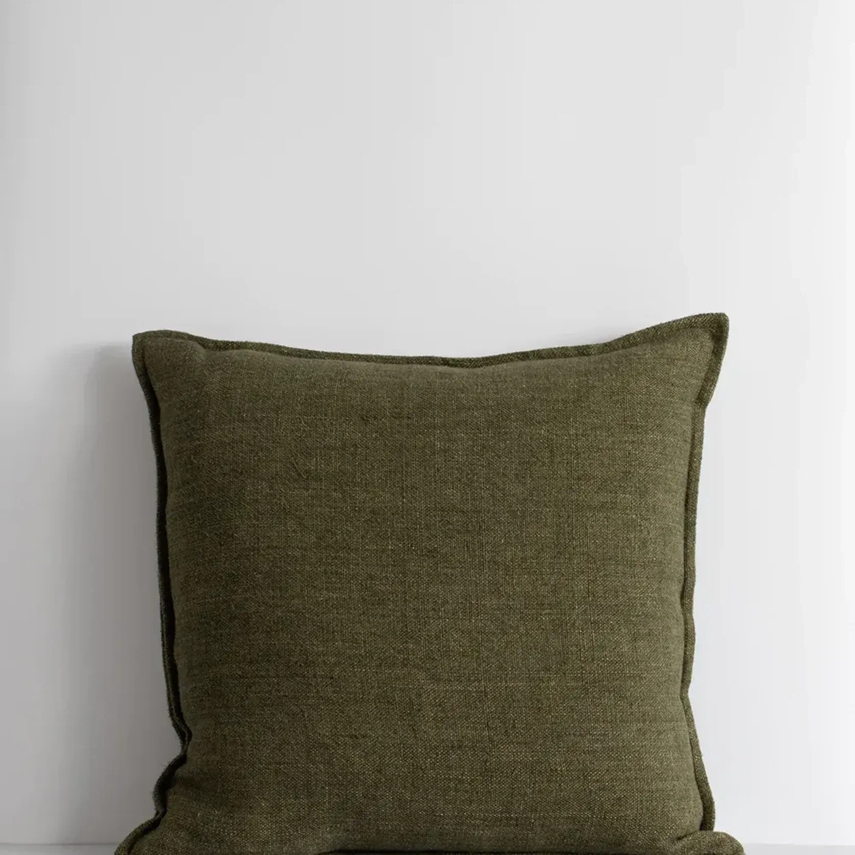 Baya Flaxmill Handwoven Linen Cushion - Winter Moss | Two Sizes gallery detail image
