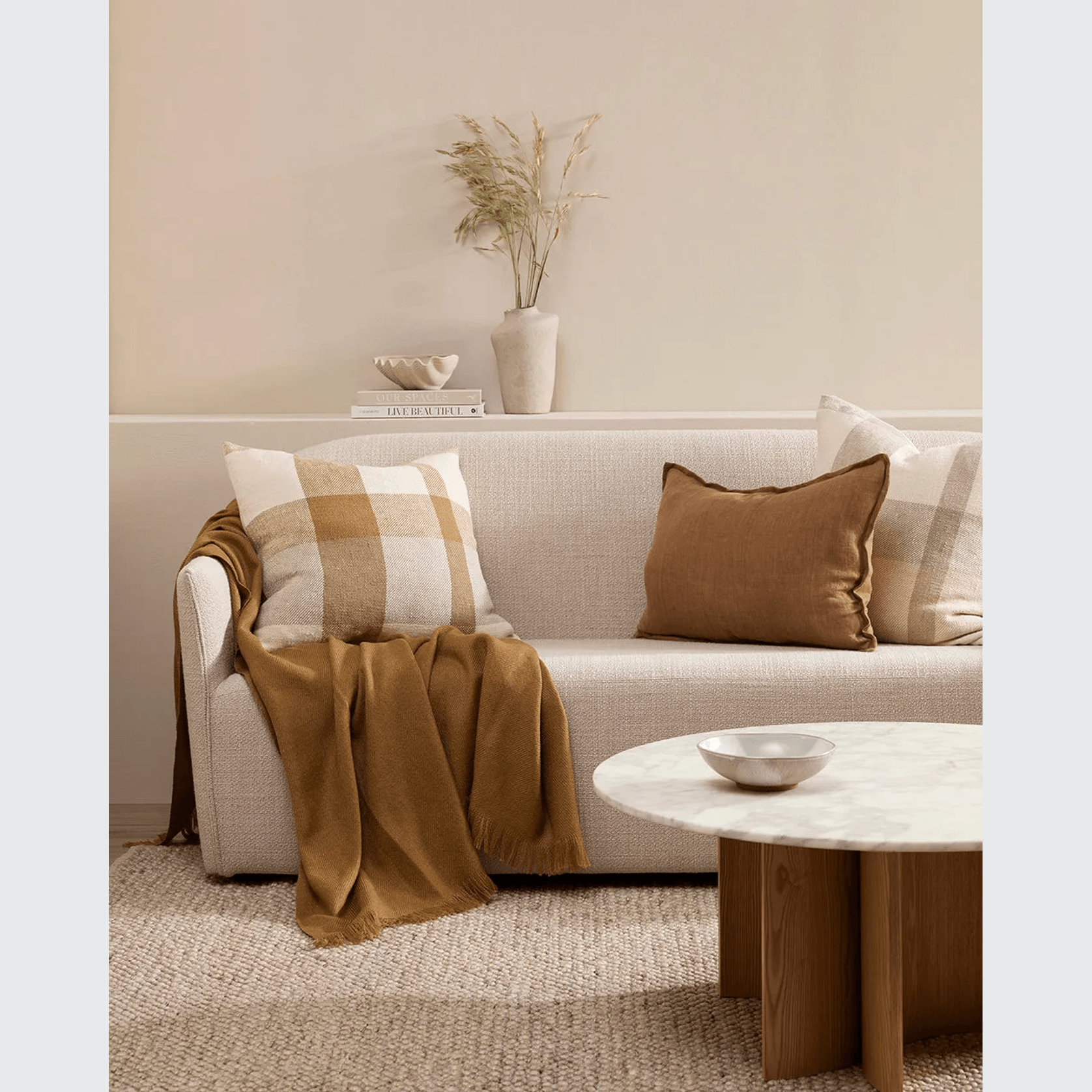 Baya Arcadia Handwoven Linen Cushion - Cumin | Lumbar gallery detail image