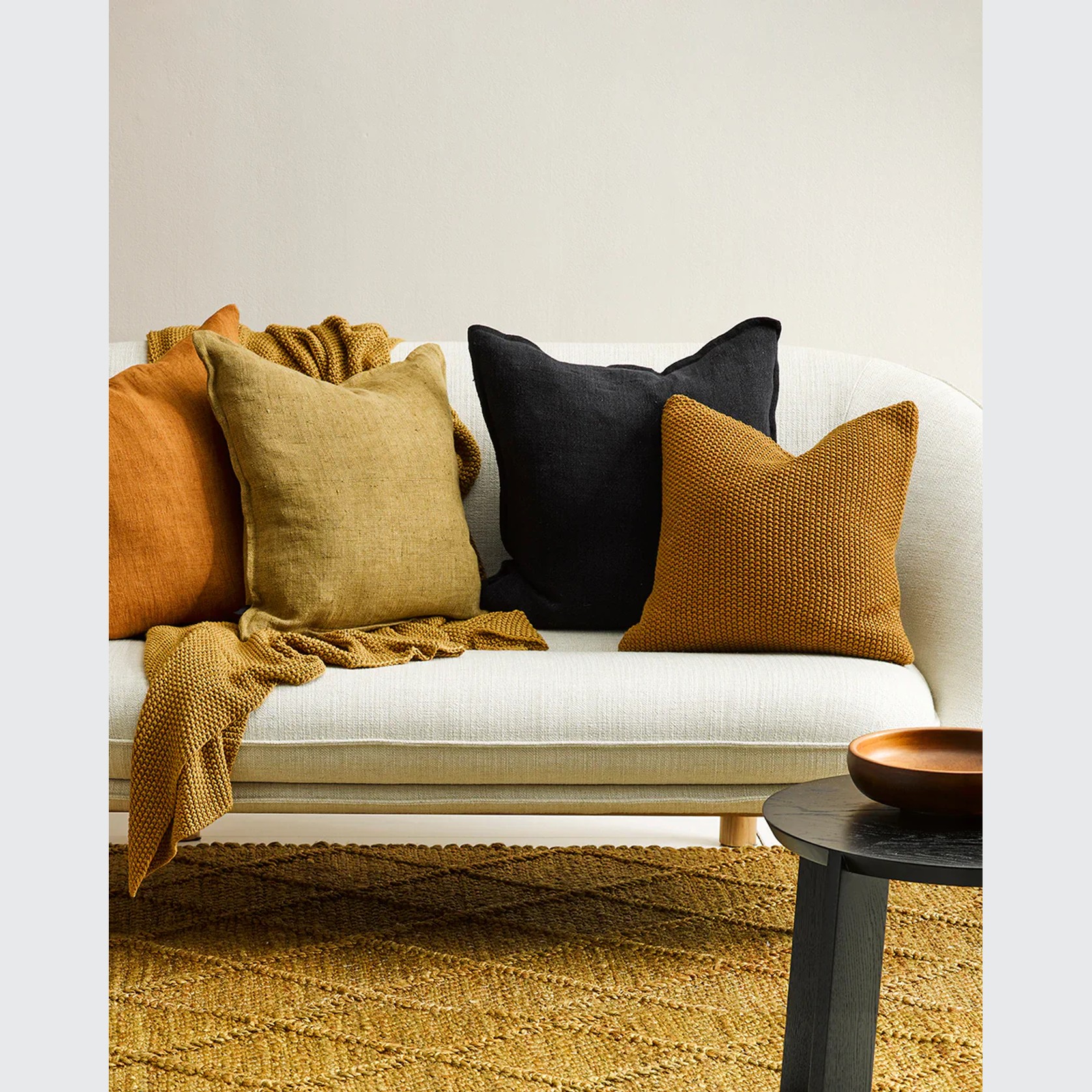 Baya Flaxmill Handwoven Linen Cushion - Black gallery detail image