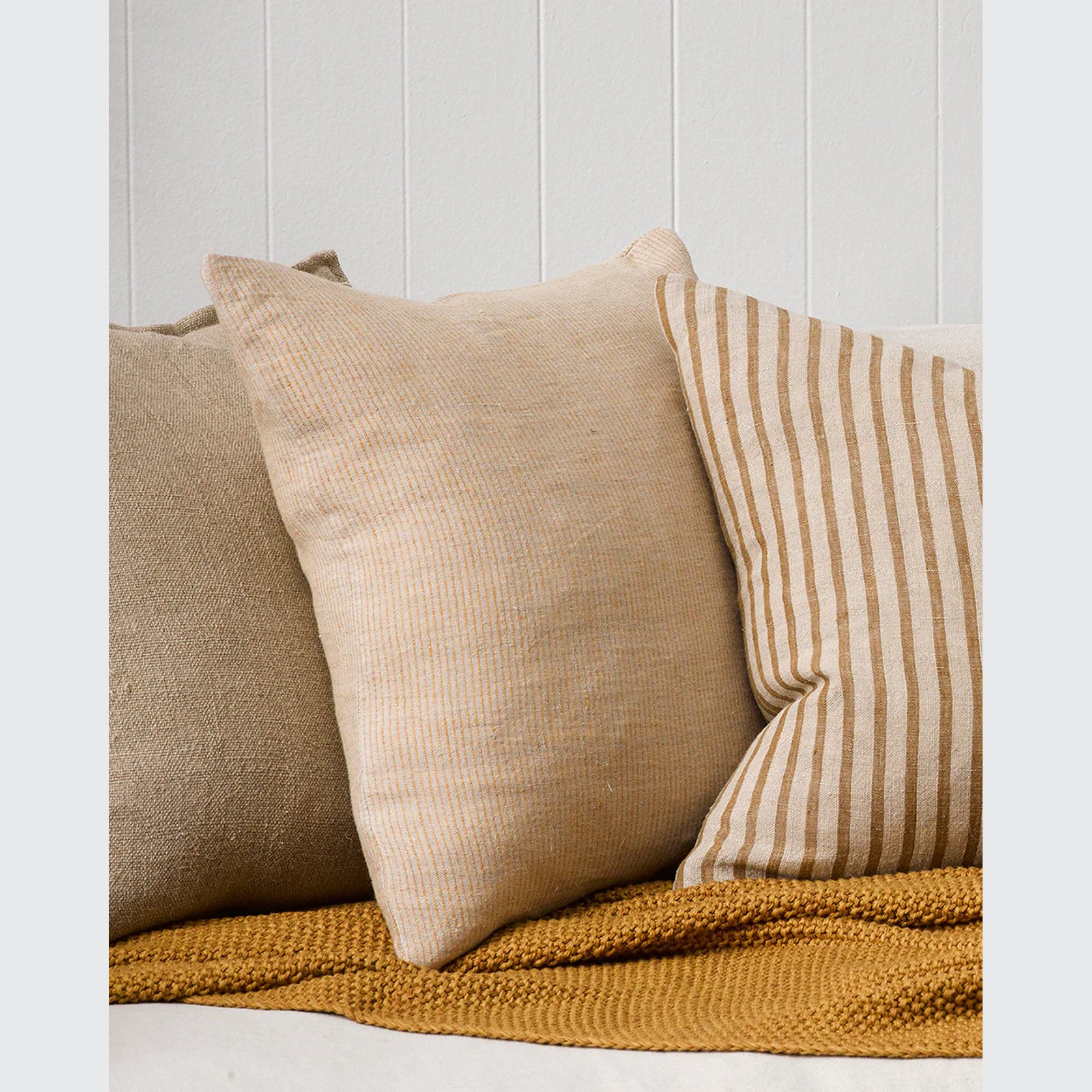 Baya Sandridge Cushion - Linen/Ochre | 100% Linen gallery detail image