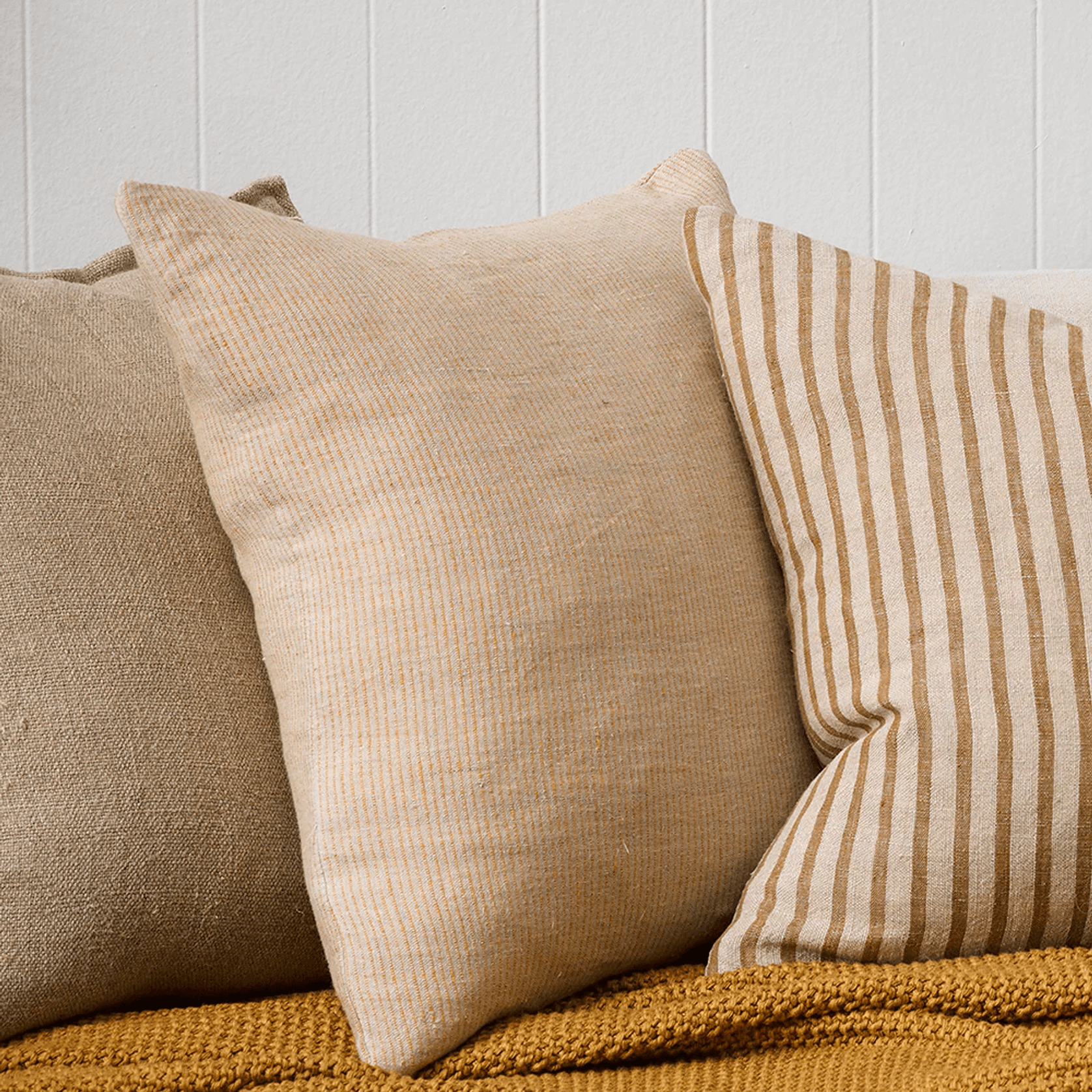Baya Sandridge Cushion - Linen/Ochre | 100% Linen gallery detail image