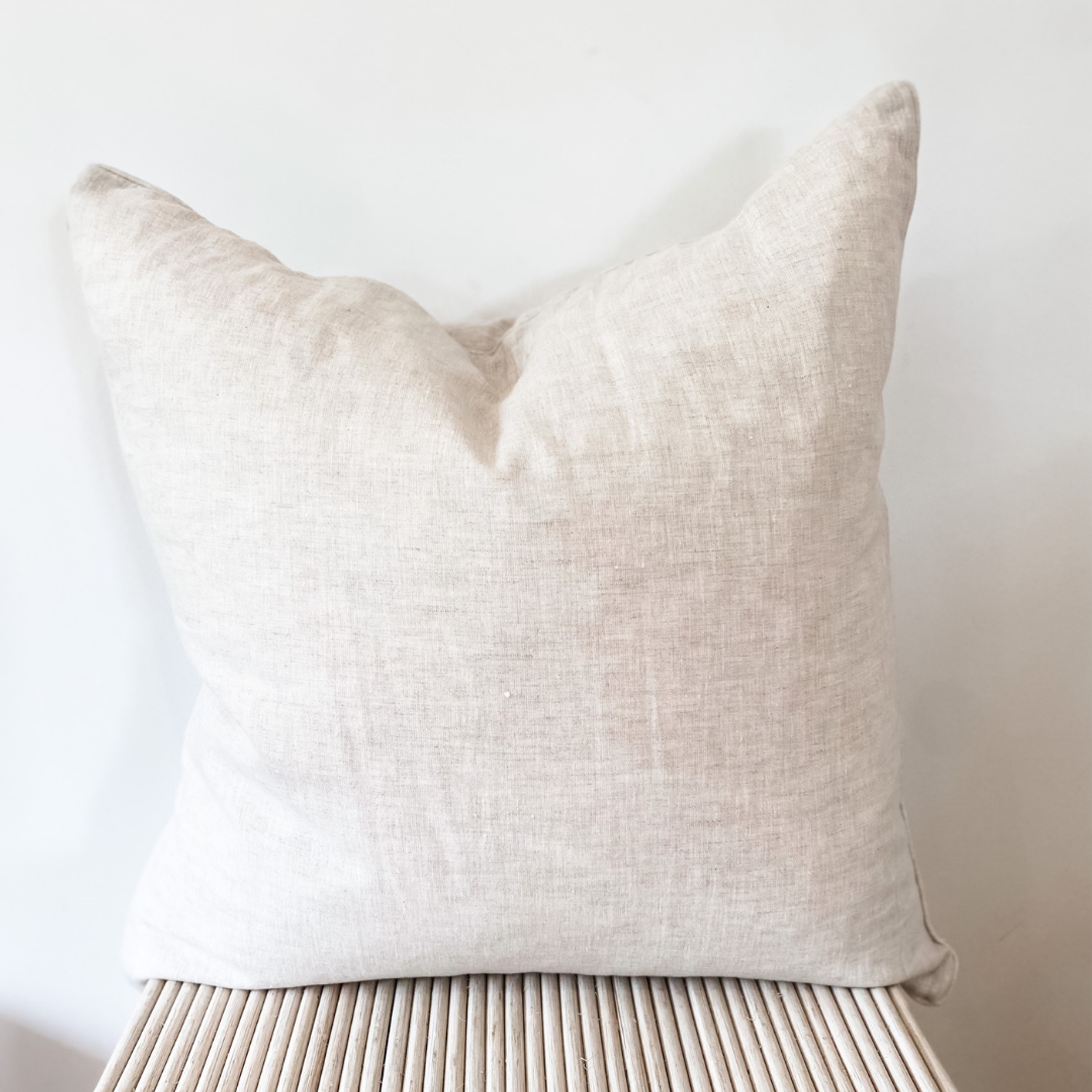 100% French Flax Linen Feather filled Cushion- Natural Oat gallery detail image