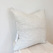 100% French Flax Linen Feather filled Cushion- Charcoal Pinstripe gallery detail image