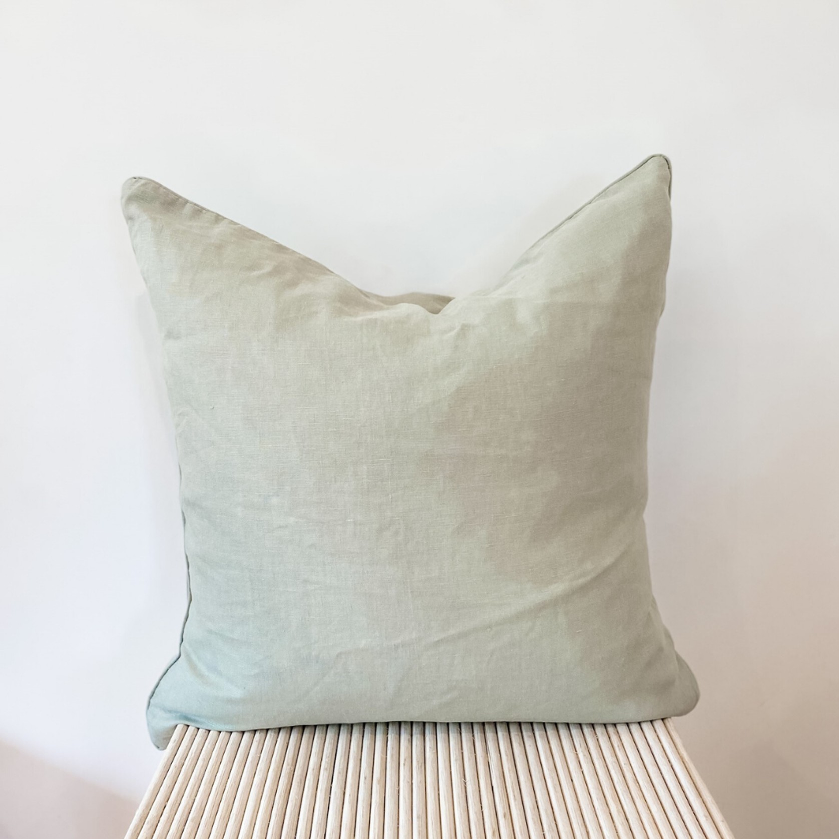 100% French Flax Linen Feather filled Cushion- Sage gallery detail image