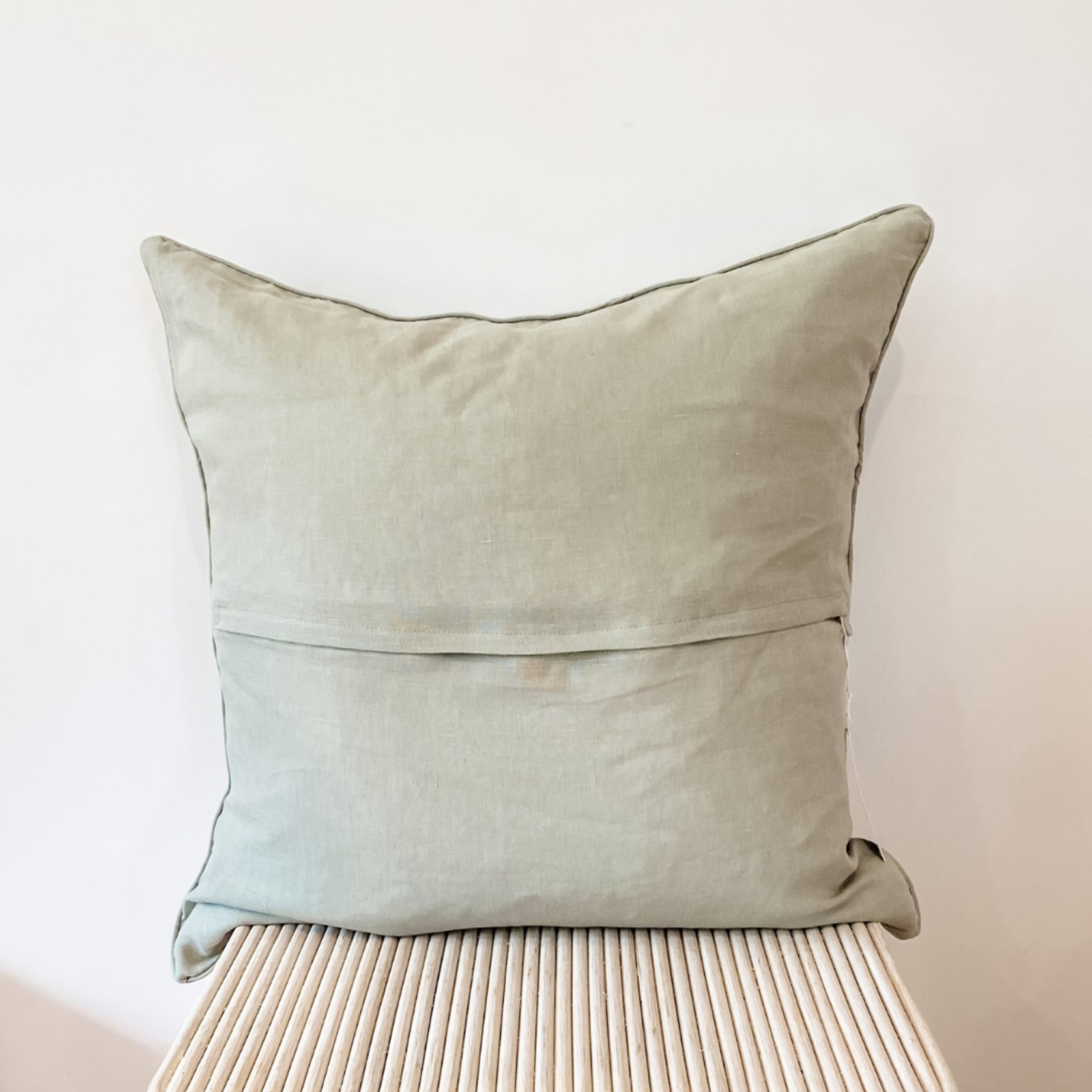 100% French Flax Linen Feather filled Cushion- Sage gallery detail image