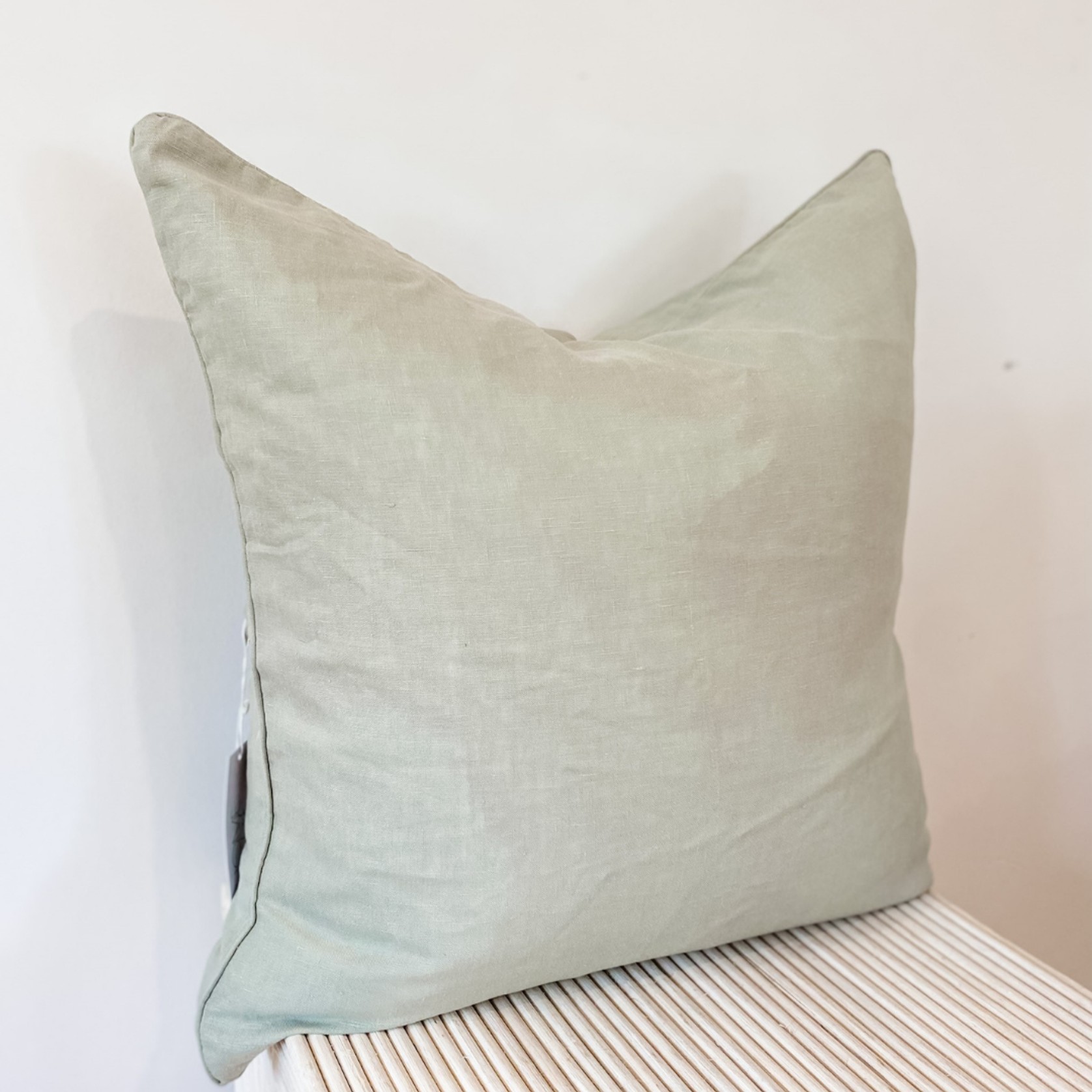 100% French Flax Linen Feather filled Cushion- Sage gallery detail image