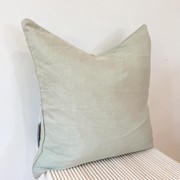 100% French Flax Linen Feather filled Cushion- Sage gallery detail image