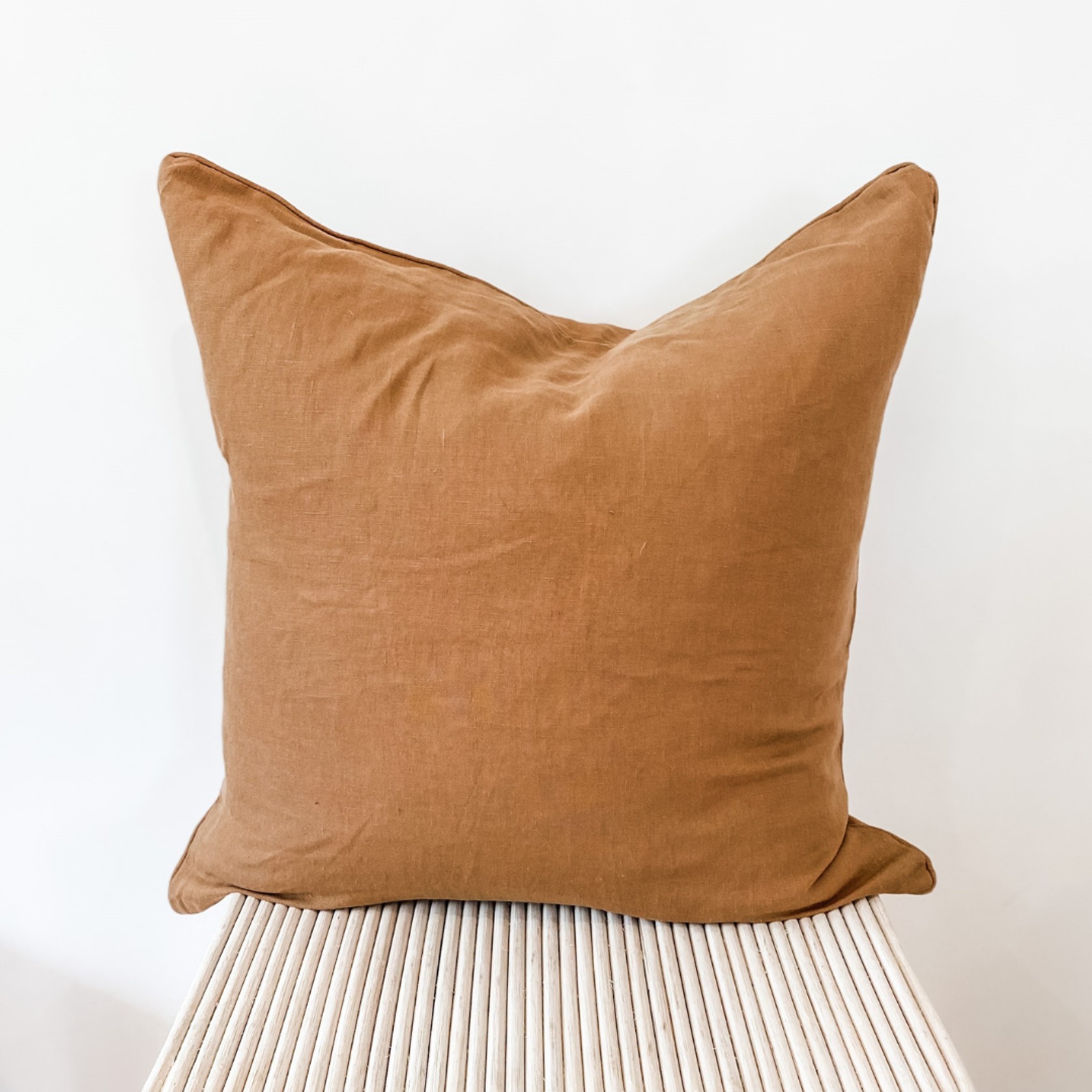 100% French Flax Linen Feather filled Cushion- Ginger gallery detail image