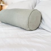 100% French Flax Linen Feather filled Bolster Cushion- Sage gallery detail image