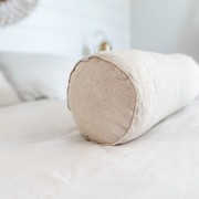 100% French Flax Linen Feather filled Bolster Cushion- Natural Oat gallery detail image