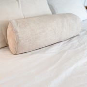 100% French Flax Linen Feather filled Bolster Cushion- Natural Oat gallery detail image